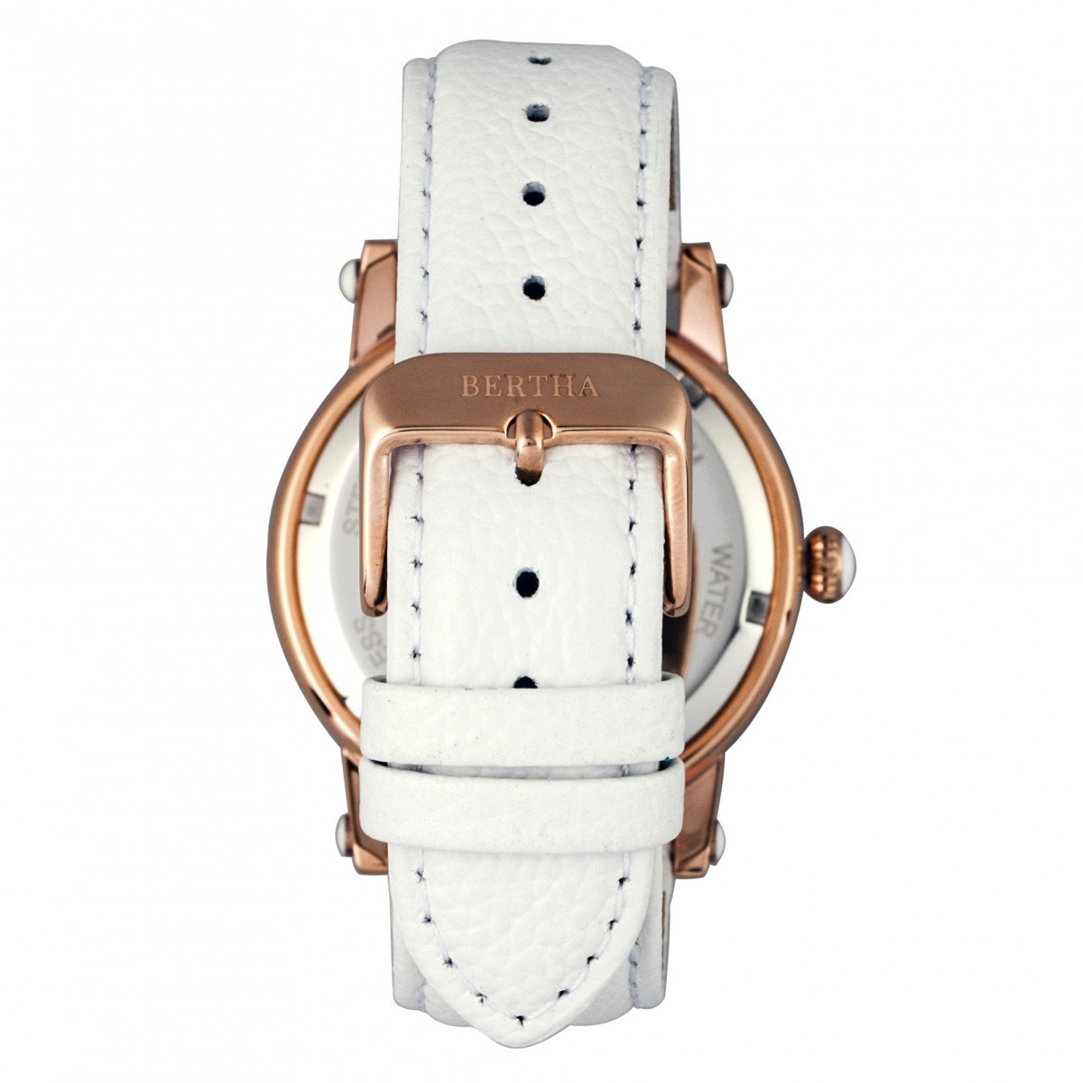 Bertha Morgan MOP Leather-Band Ladies Watch - Rose Gold/White - BTHBR4204