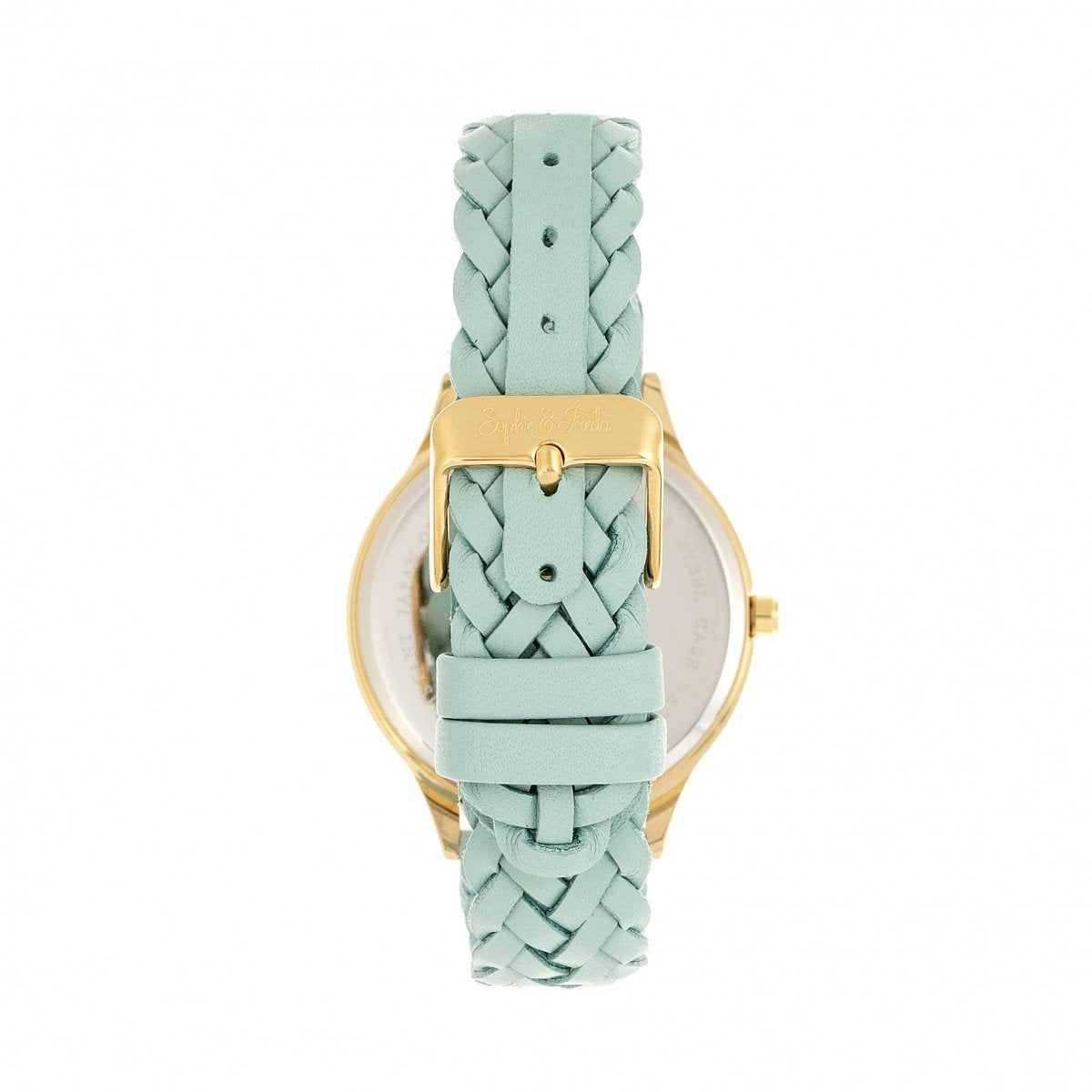 Sophie & Freda Tucson Leather-Band Watch w/Swarovski Crystals - Gold/Light Blue - SAFSF4504