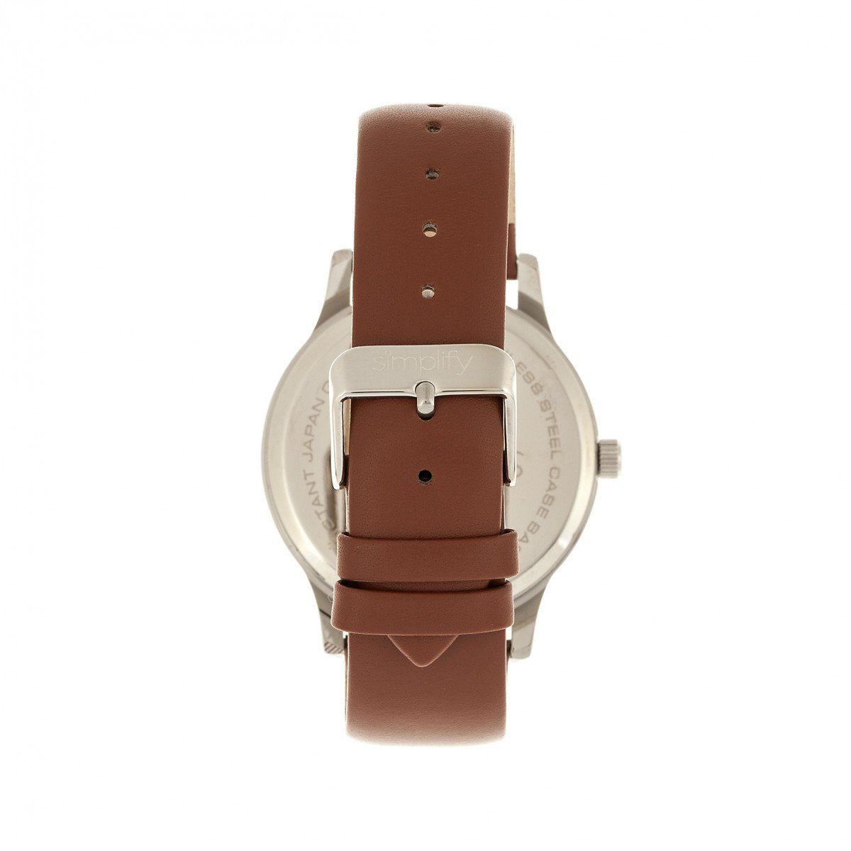 Simplify The 4300 Leather-Band Watch w/Date - Silver/Brown - SIM4302