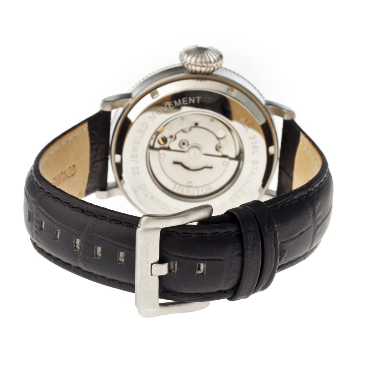 Heritor Automatic Olds Leather-Band Watch - Silver/Black/Black - HERHR3202