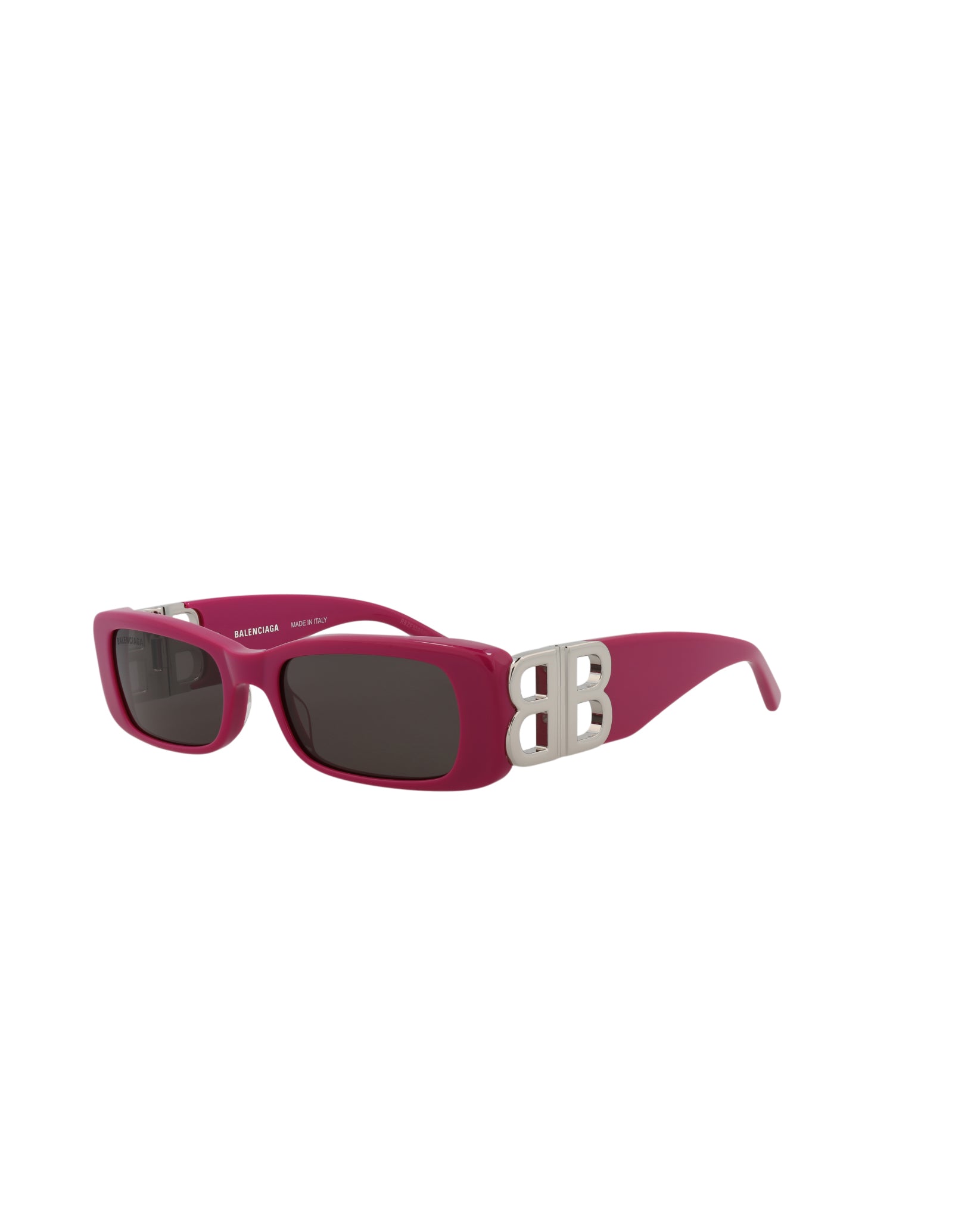 title:Balenciaga Square-Frame Recycled Acetate Sunglasses, Style #  BB0096S-30008871016;color:Fuchsia Silver Grey