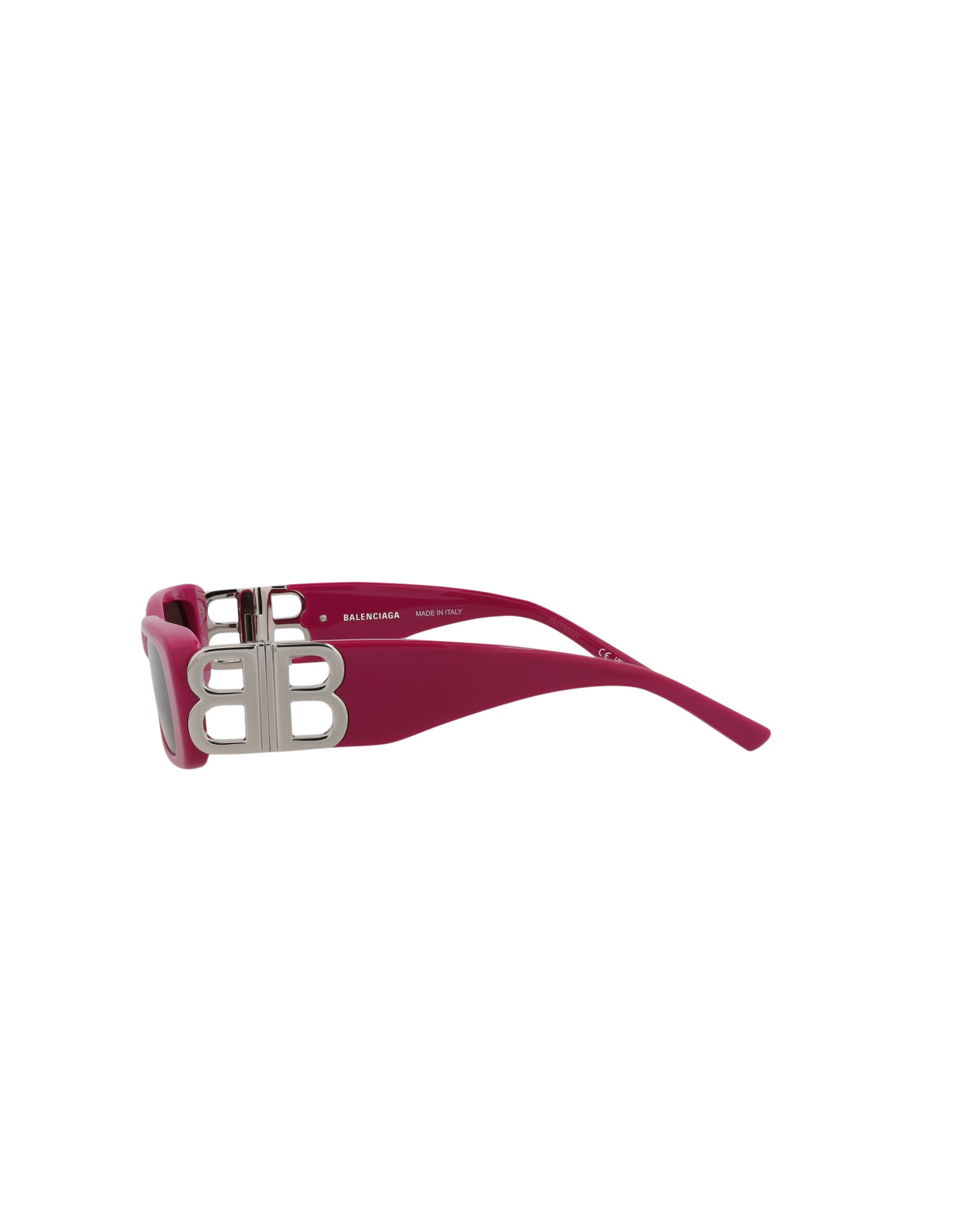 title:Balenciaga Square-Frame Recycled Acetate Sunglasses, Style #  BB0096S-30008871016;color:Fuchsia Silver Grey