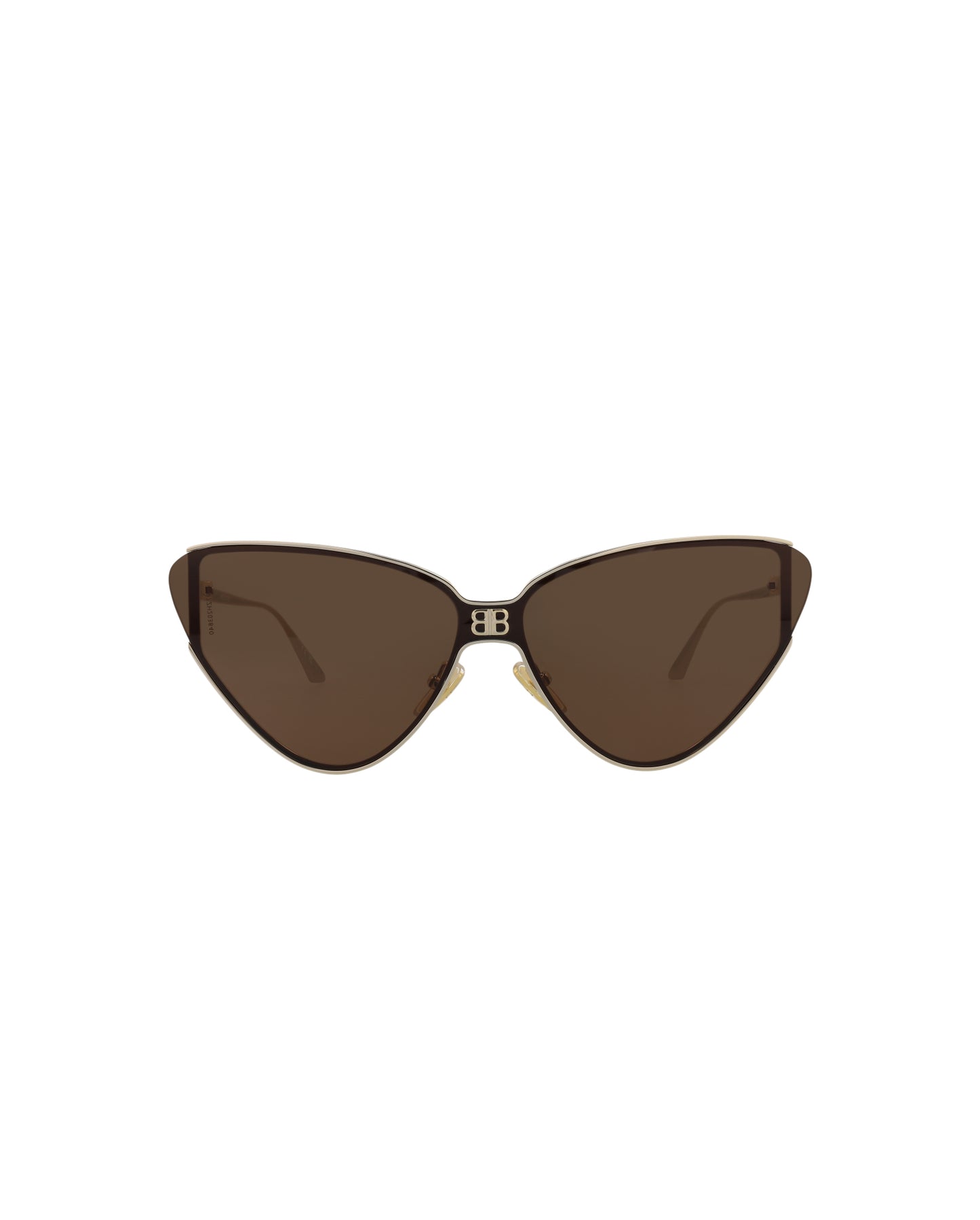 title:Balenciaga Cat Eye-Frame Metal Sunglasses, Style #  BB0191S-30011959002;color:Gold Gold Brown