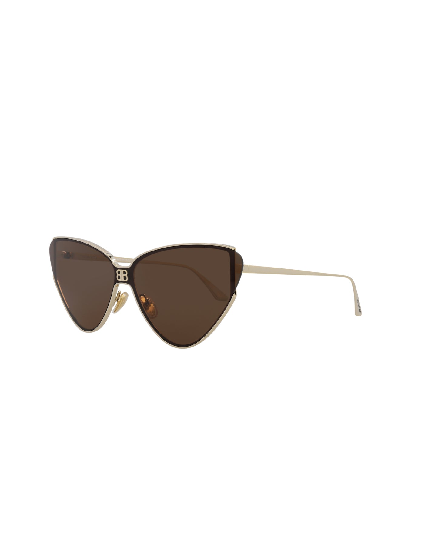 title:Balenciaga Cat Eye-Frame Metal Sunglasses, Style #  BB0191S-30011959002;color:Gold Gold Brown