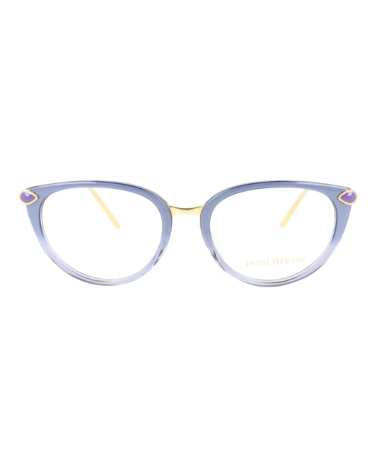 title:Boucheron Cat Eye-Frame Acetate Optical Frames;color:Light Blue Gold