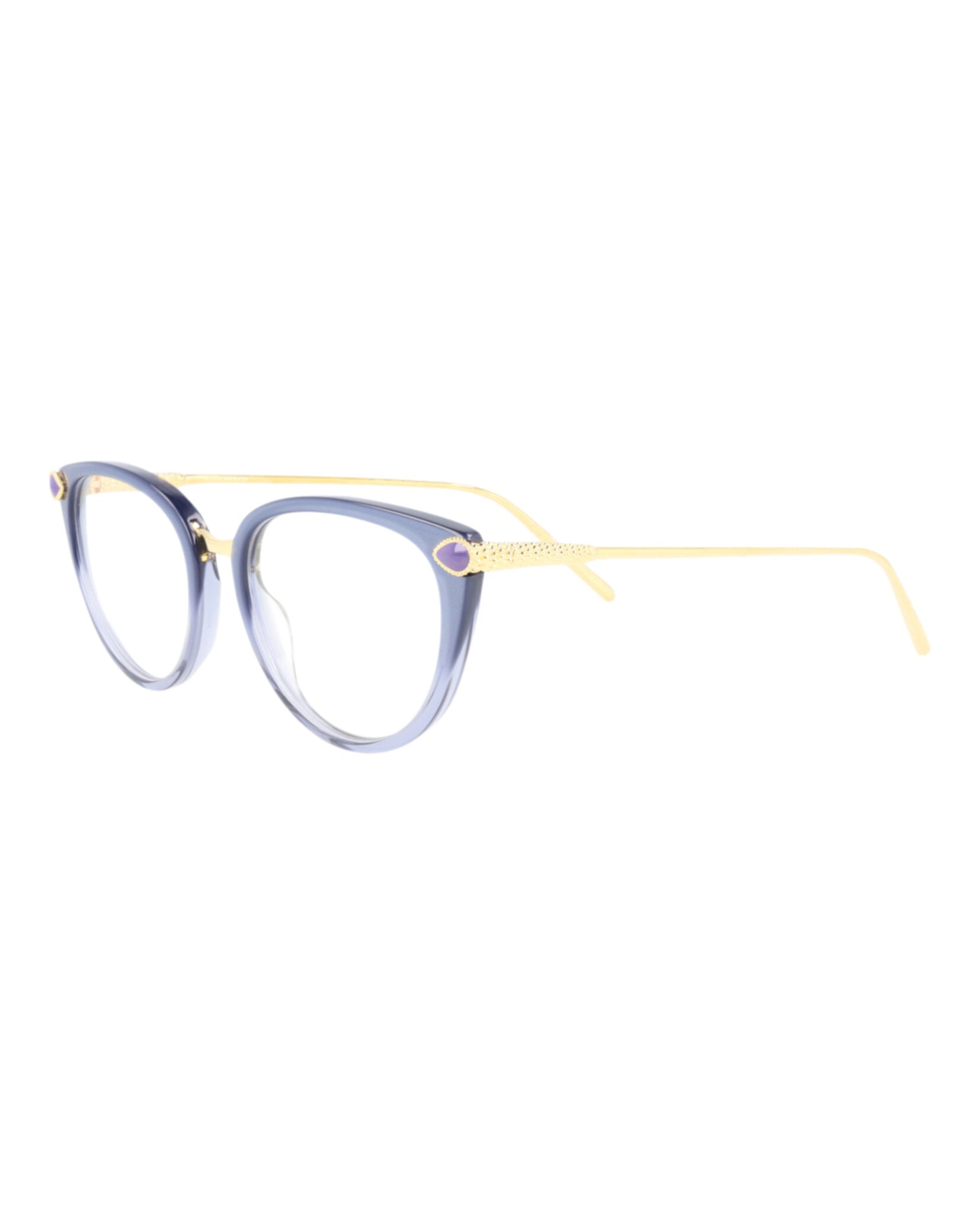 title:Boucheron Cat Eye-Frame Acetate Optical Frames;color:Light Blue Gold