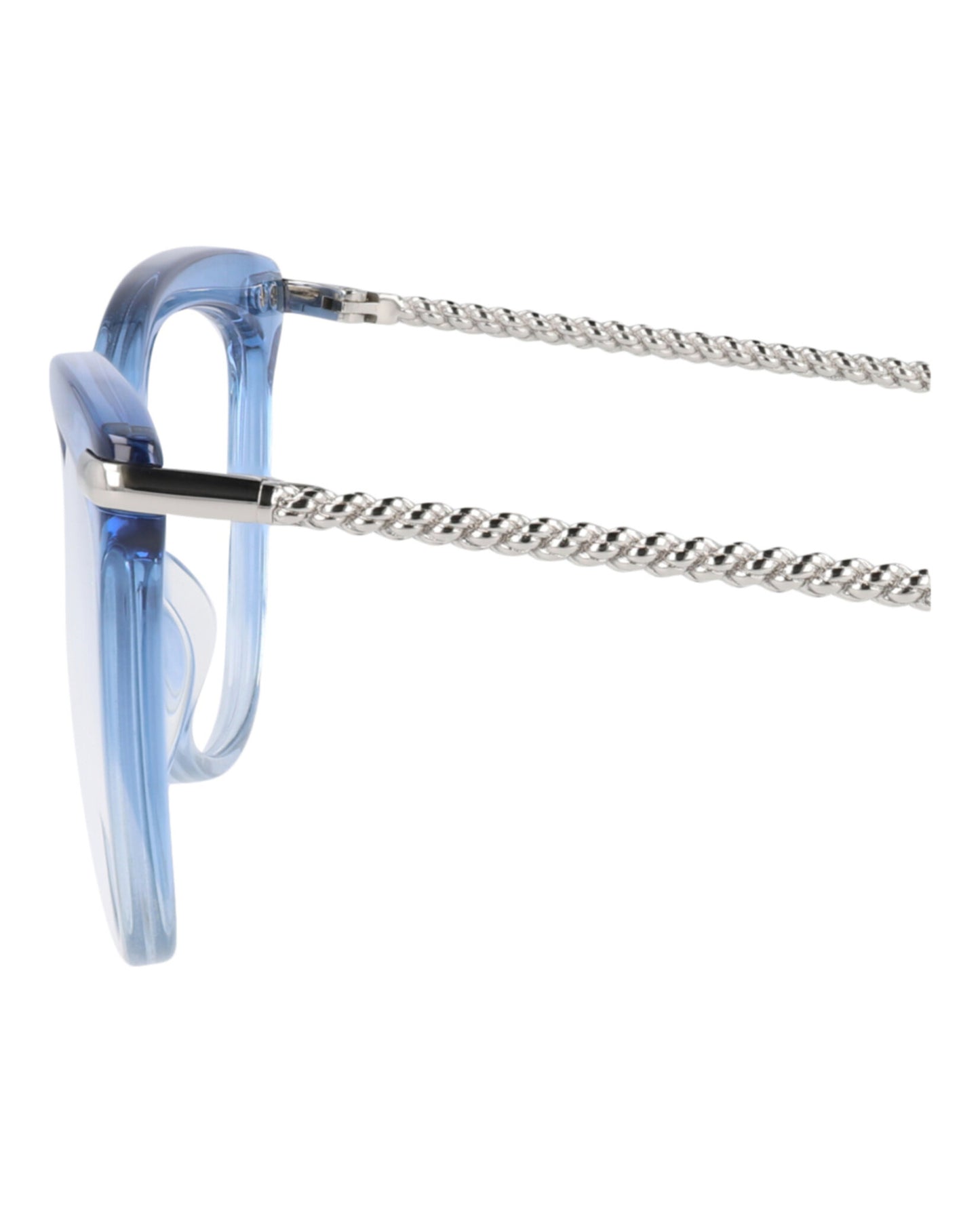 title:Boucheron Cat Eye-Frame Acetate Optical Frames;color:Light Blue Silver Transparent