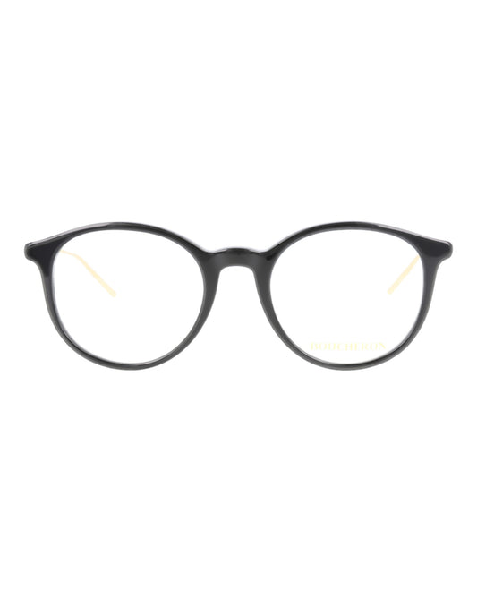 title:Boucheron Round-Frame Acetate Optical Frames;color:Black Gold Transparent