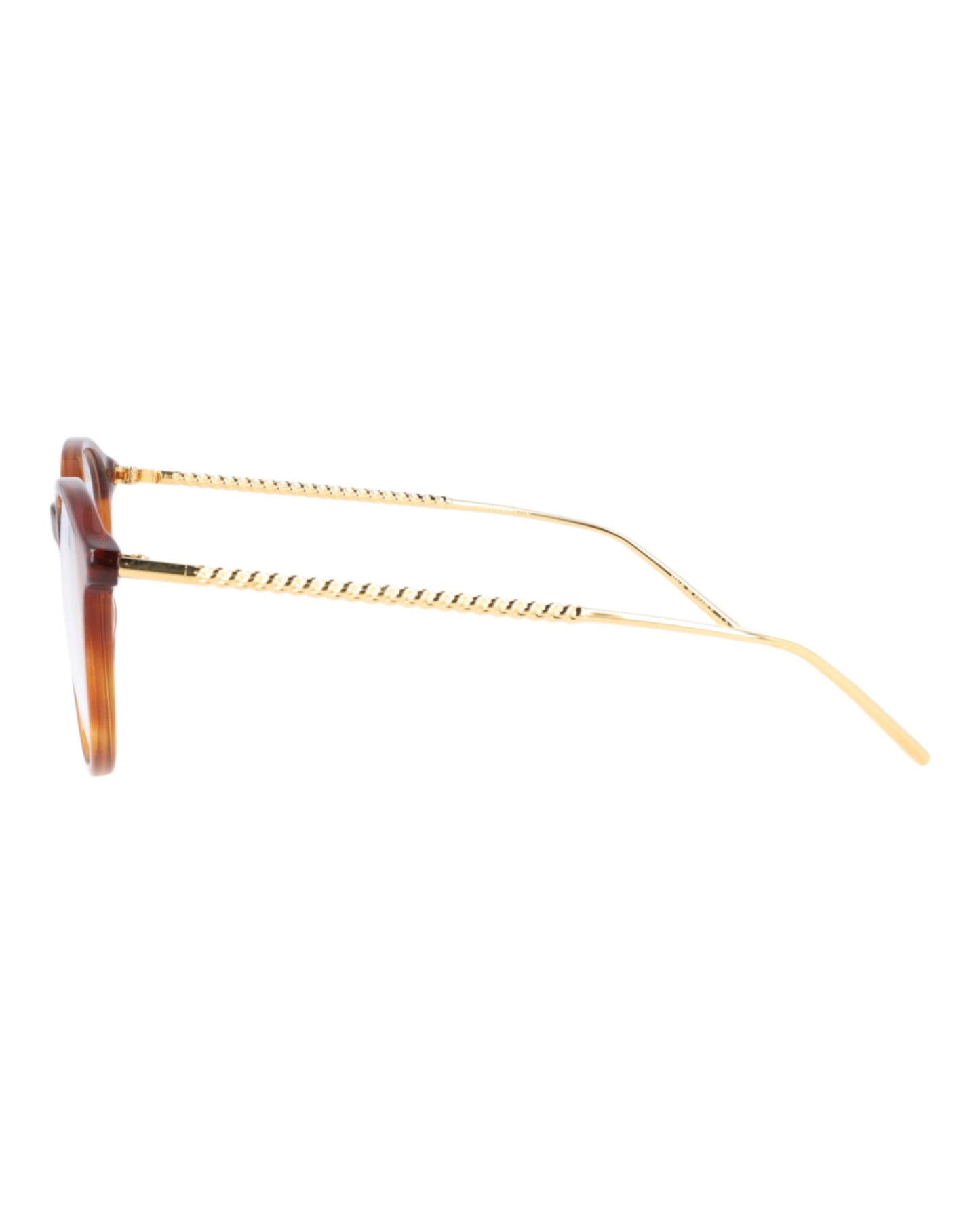 title:Boucheron Round-Frame Acetate Optical Frames;color:Havana Gold Transparent