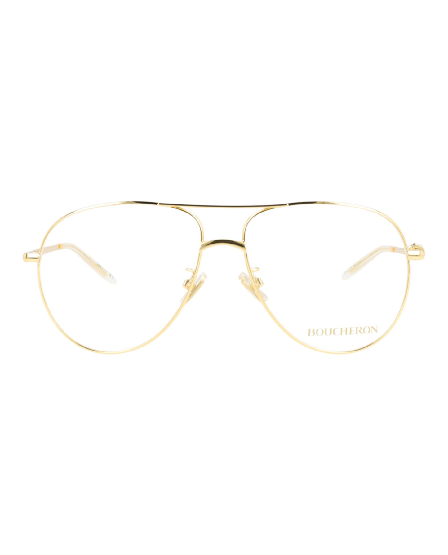 title:Boucheron Aviator-Style Metal Optical Frames;color:Gold Gold Transparent