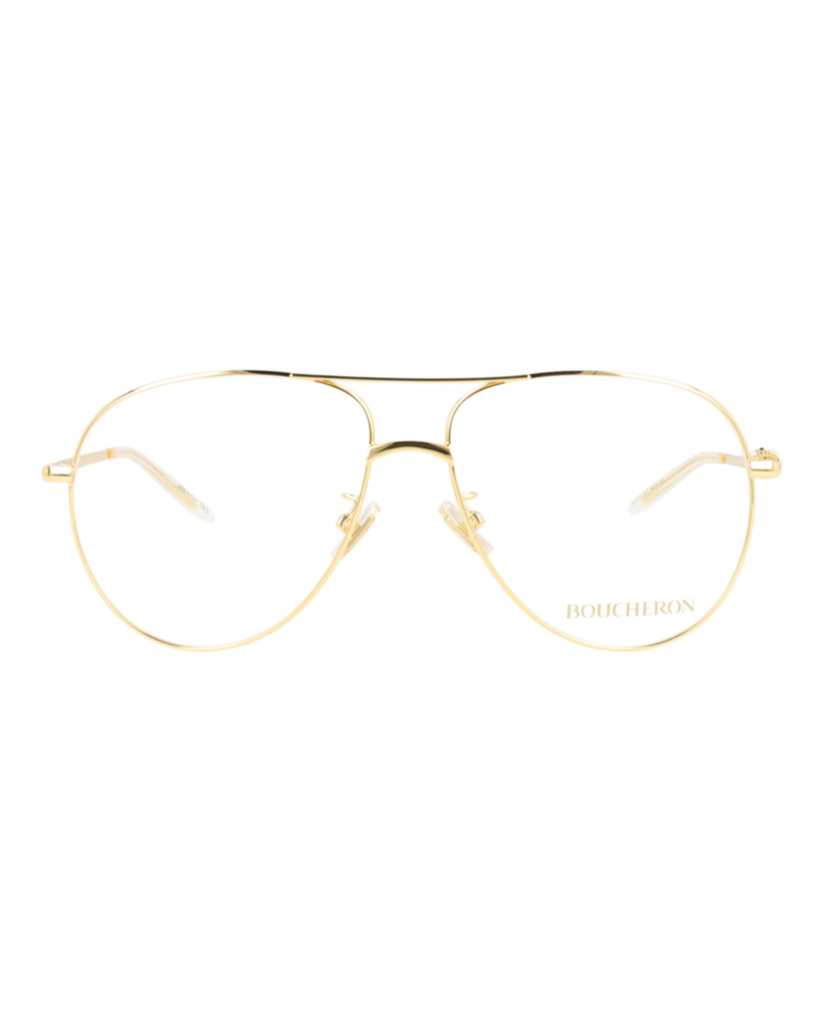 title:Boucheron Aviator-Style Metal Optical Frames;color:Gold Gold Transparent