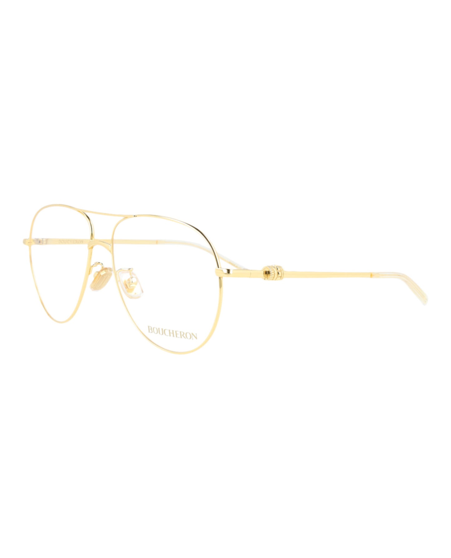 title:Boucheron Aviator-Style Metal Optical Frames;color:Gold Gold Transparent