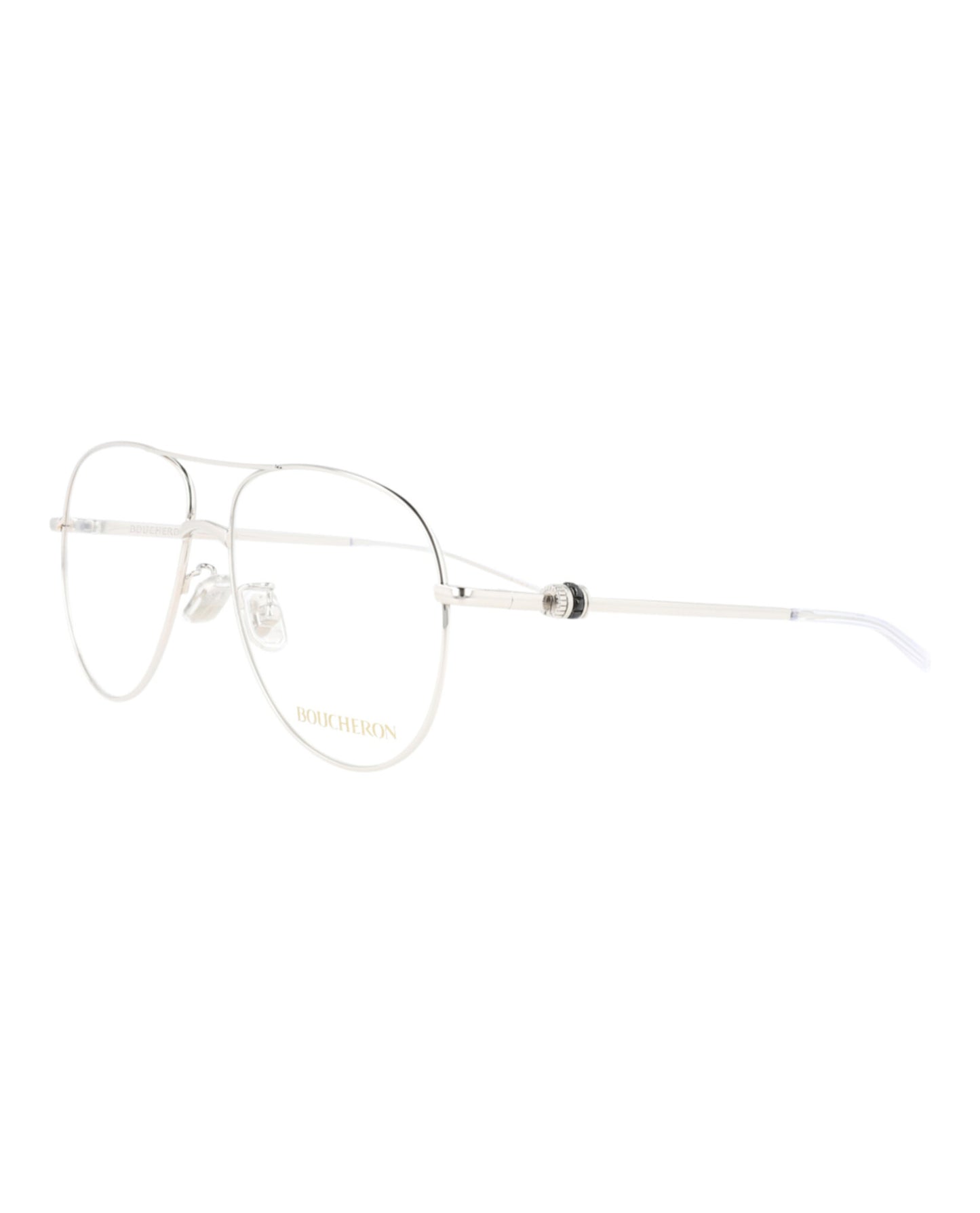 title:Boucheron Aviator-Style Metal Optical Frames;color:White White Transparent