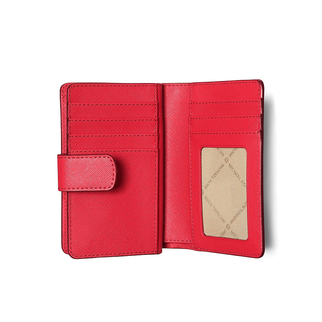 title:Michael Kors Women's Jet Set Travel Medium Bifold Saffiano Leather Wallet;color:Bright Red