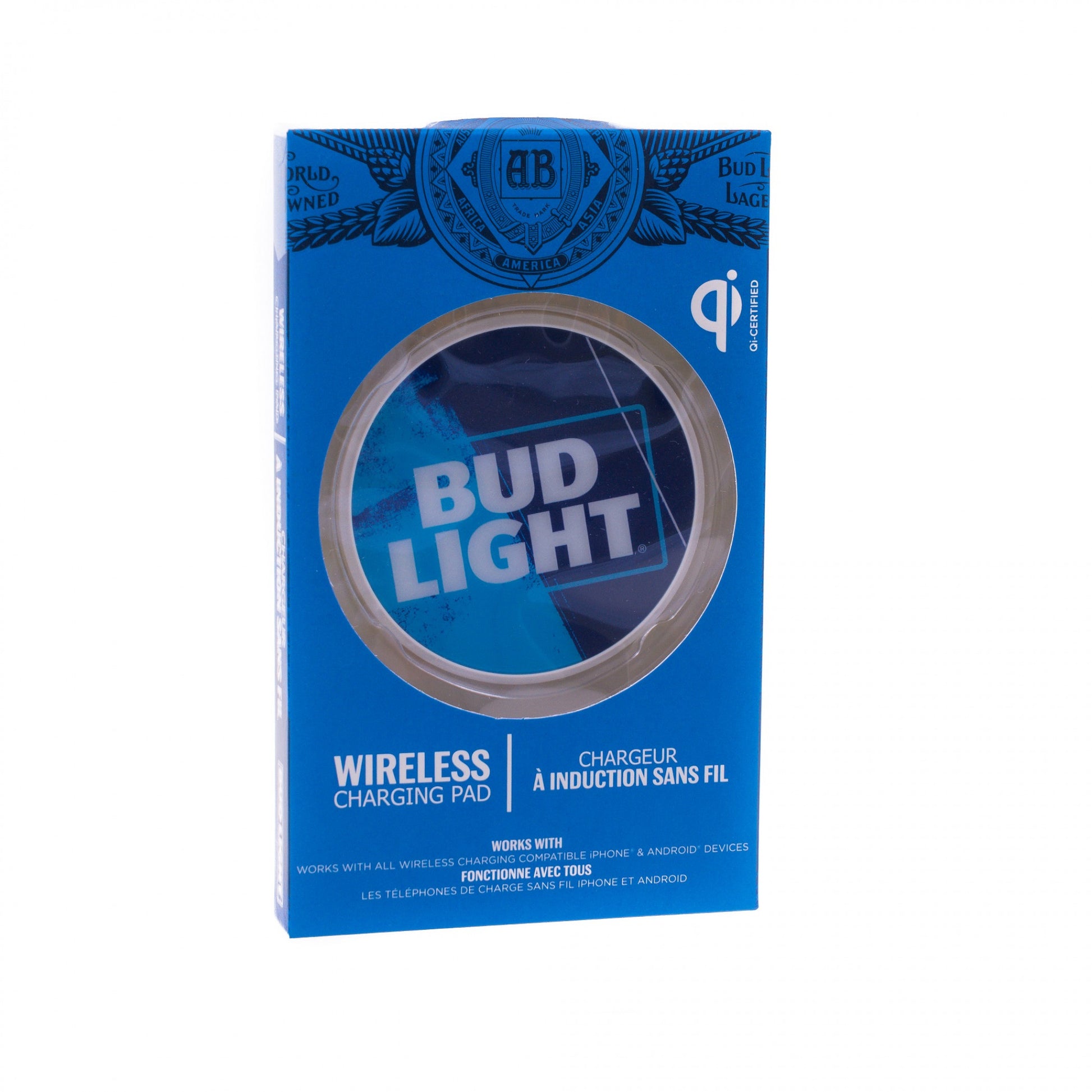 title:Bud Light Text Logo Coaster-style Rapid Wireless Charger;color:Blue