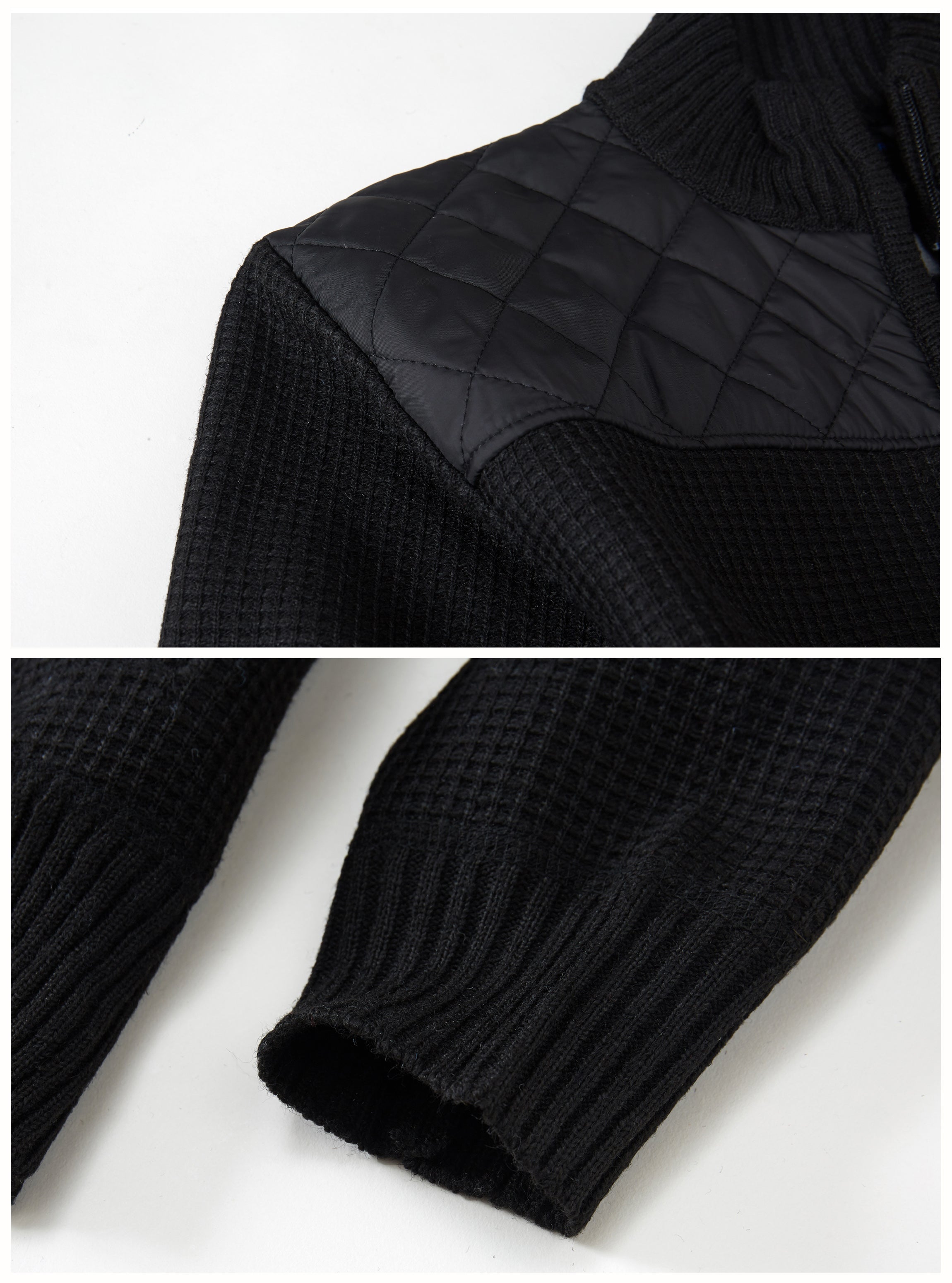 title:Gioberti Men's Black Knitted Regular Fit Full Zip Cardigan Sweater with Soft Brushed Flannel Lining;color:Black