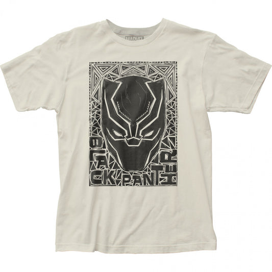 title:Black Panther Woodcut Mask T-Shirt;color:Beige