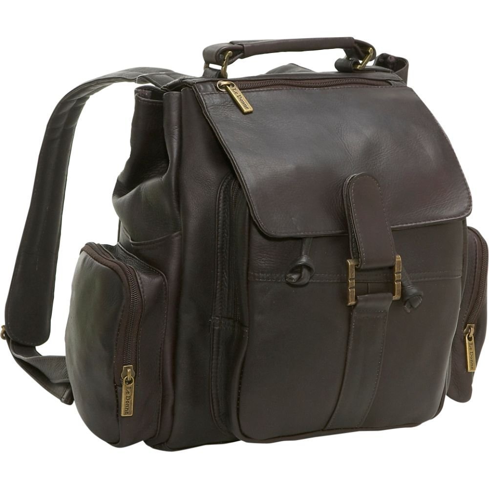 title:Leather Classic Multi Pocket Backpack;color:Cafe