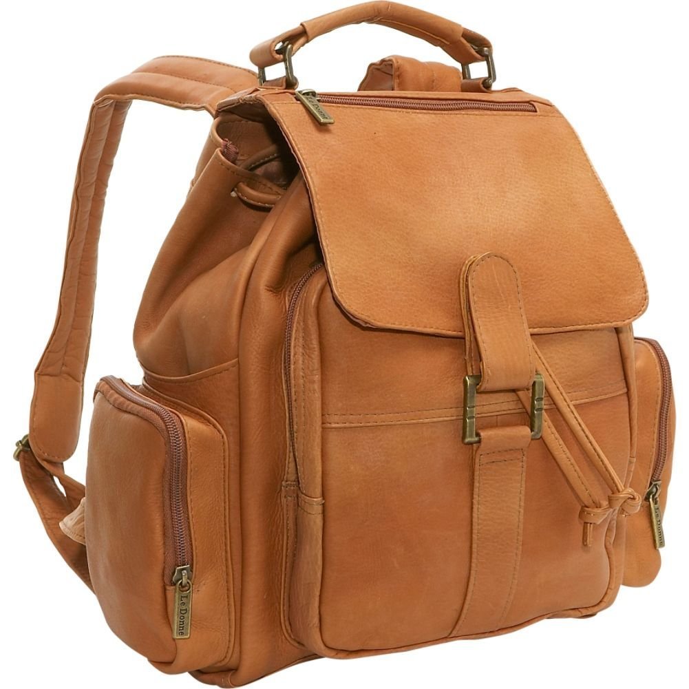 title:Leather Classic Multi Pocket Backpack;color:Tan