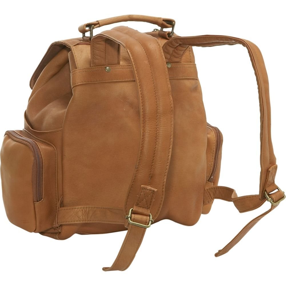 title:Leather Classic Multi Pocket Backpack;color:Cafe