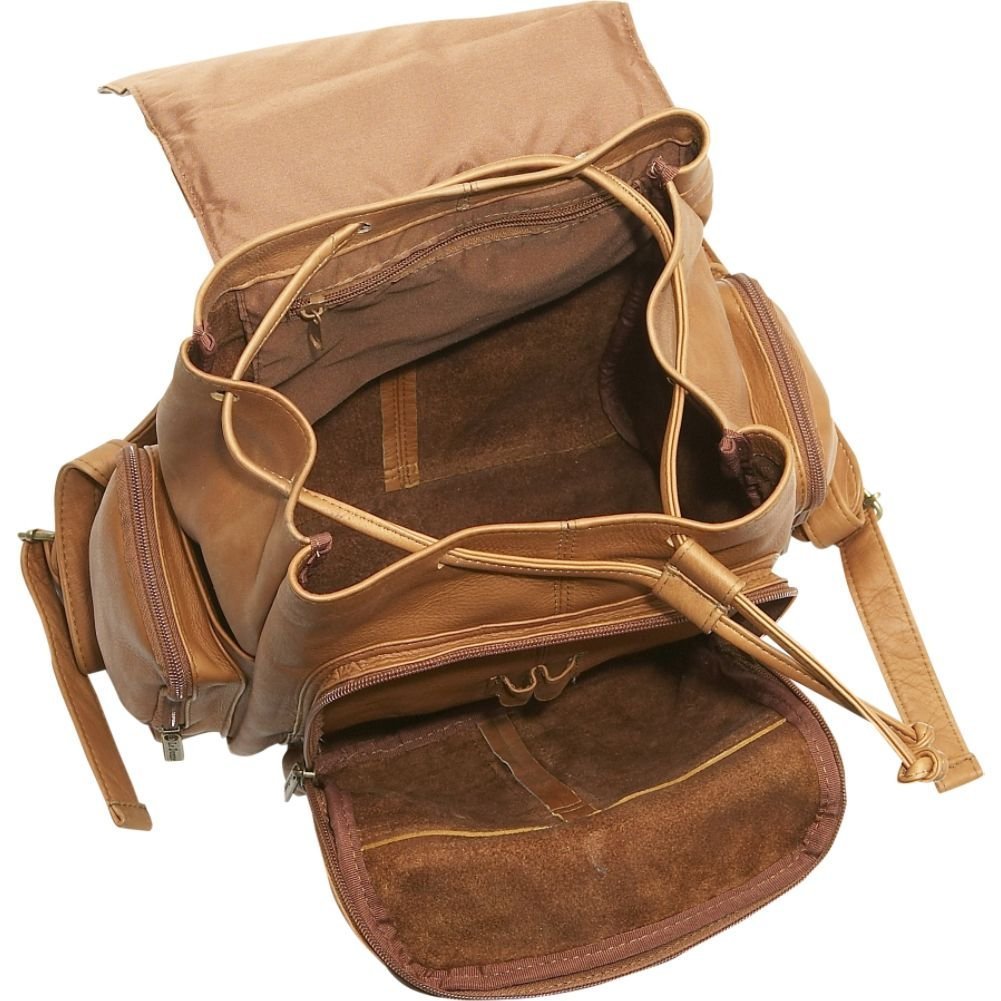 title:Leather Classic Multi Pocket Backpack;color:Tan