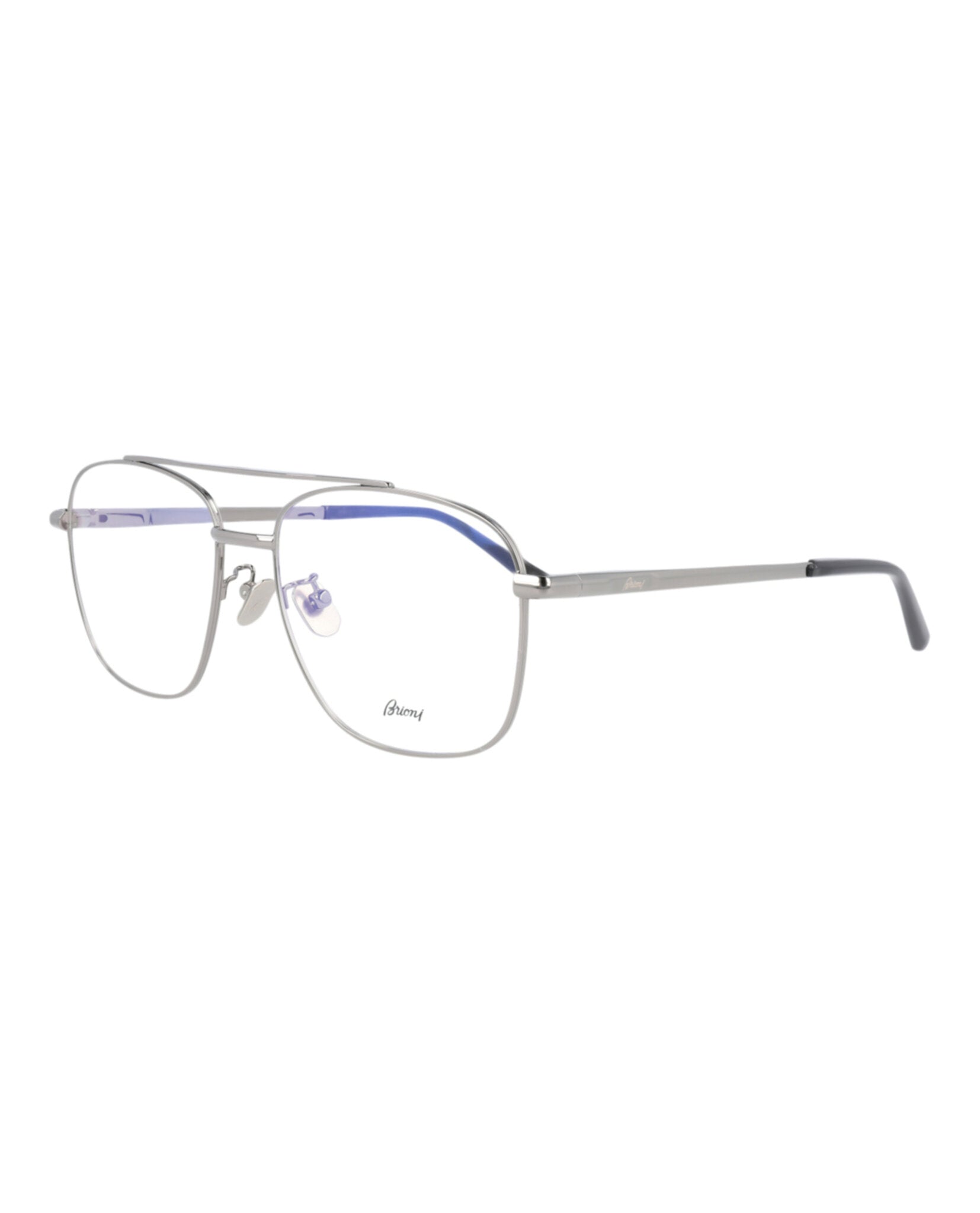 title:Brioni Aviator-Style Metal Optical Frames;color:Black Black Transparent