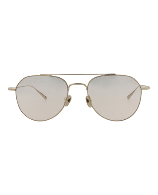 title:Brioni Round-Frame Titanium Sunglasses, style # BR0106S-30013094004;color:Gold Gold Yellow