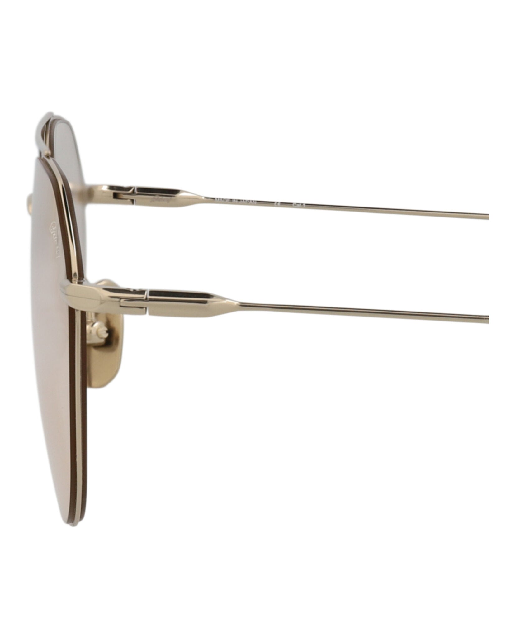 title:Brioni Round-Frame Titanium Sunglasses, style # BR0106S-30013094004;color:Gold Gold Yellow