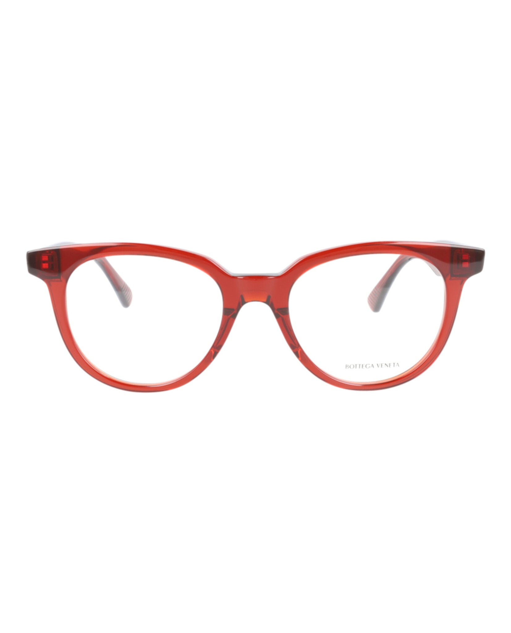 title:Bottega Veneta Round-Frame Acetate Optical Frames;color:Burgundy Burgundy Transparent