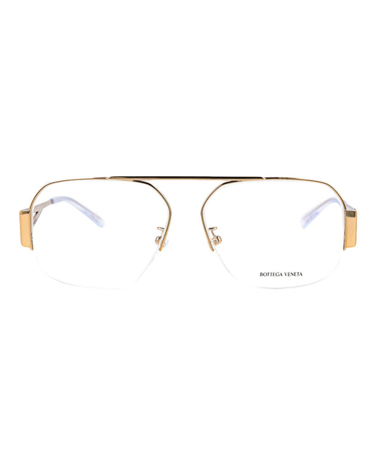 title:Bottega Veneta Aviator-Frame Metal Optical Frames;color:Gold Gold Transparent