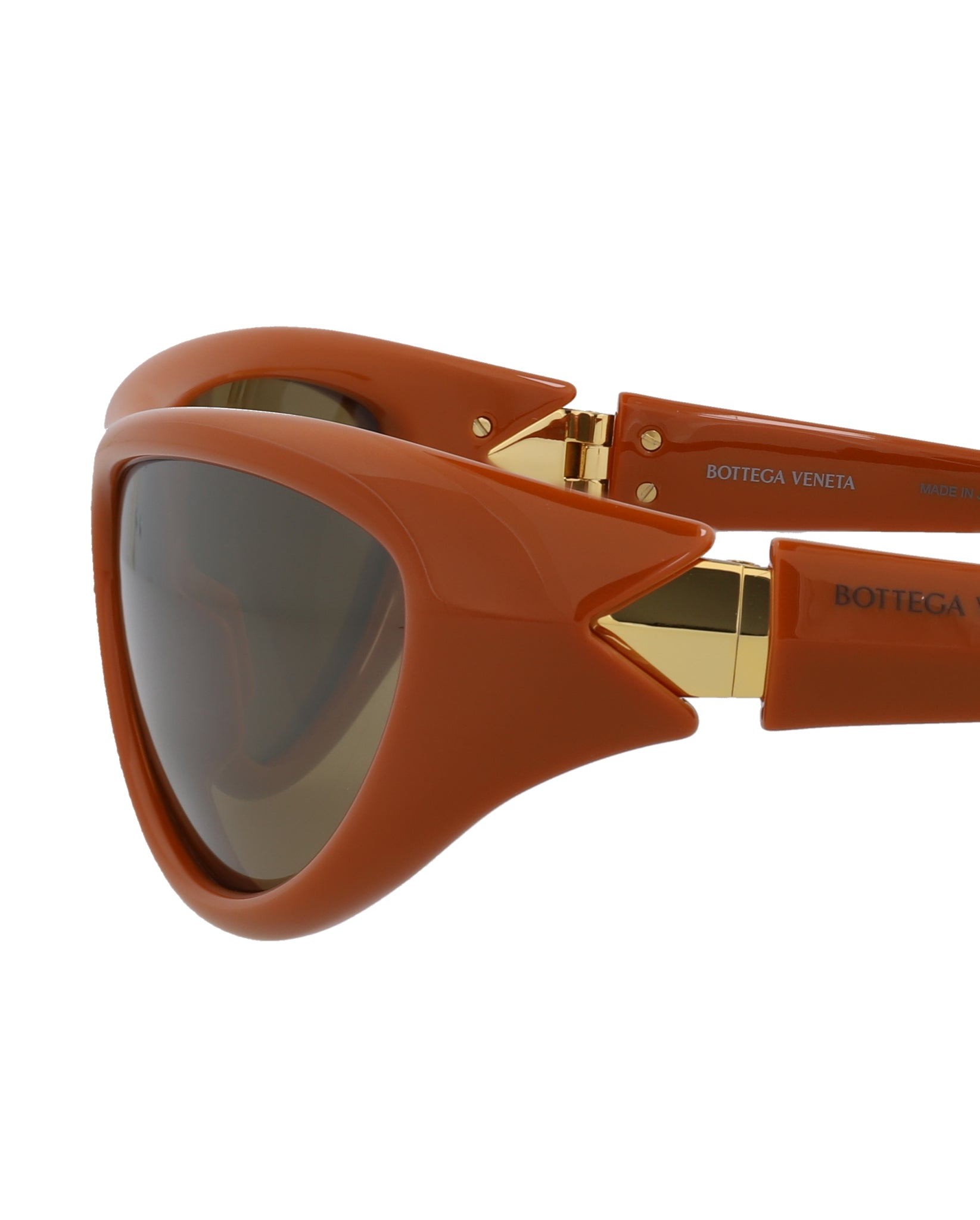 title:Bottega Veneta Shield-Frame Injection Sunglasses;color:Brown Brown Bronze