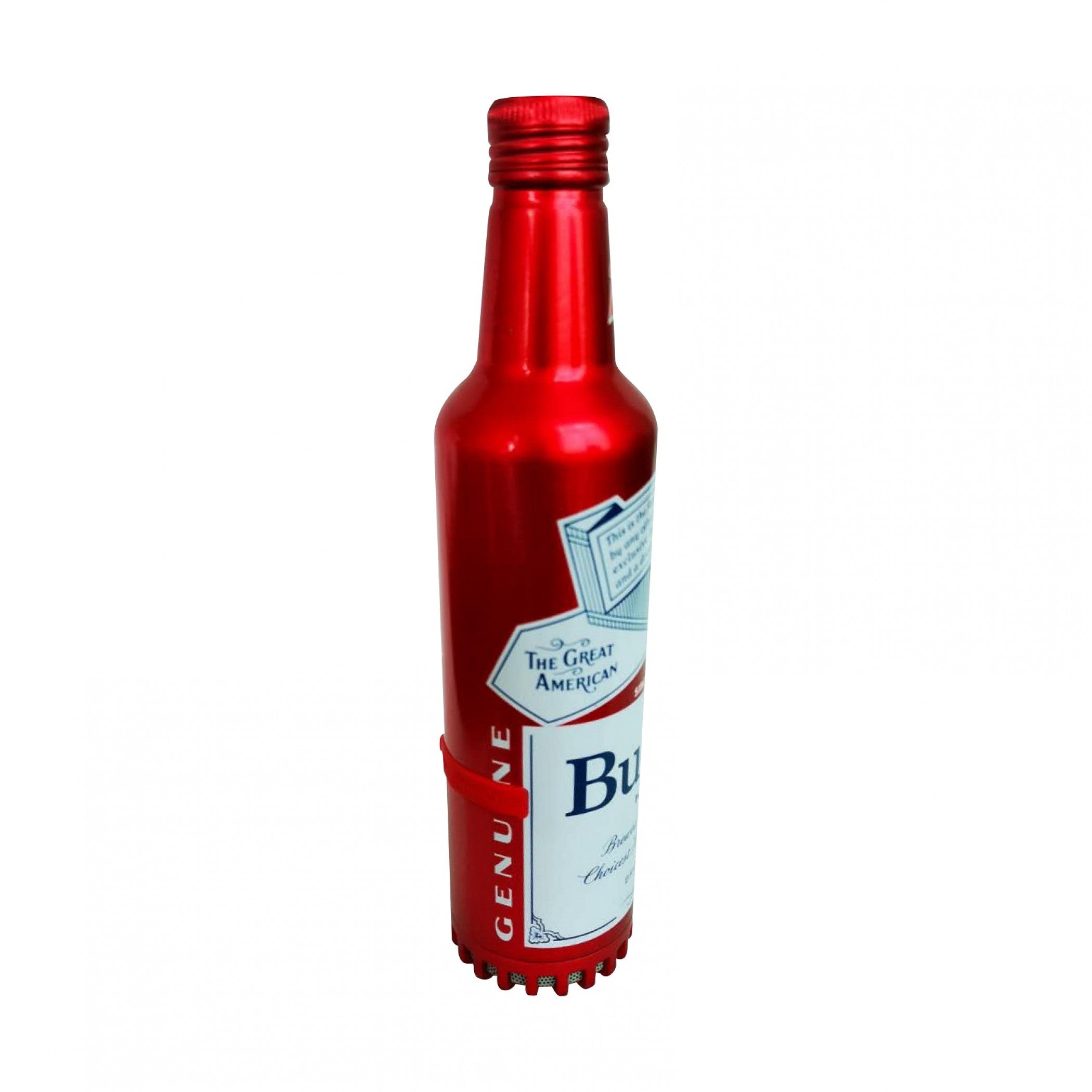 title:Budweiser Aluminum Bluetooth Bottle Speaker;color:Red