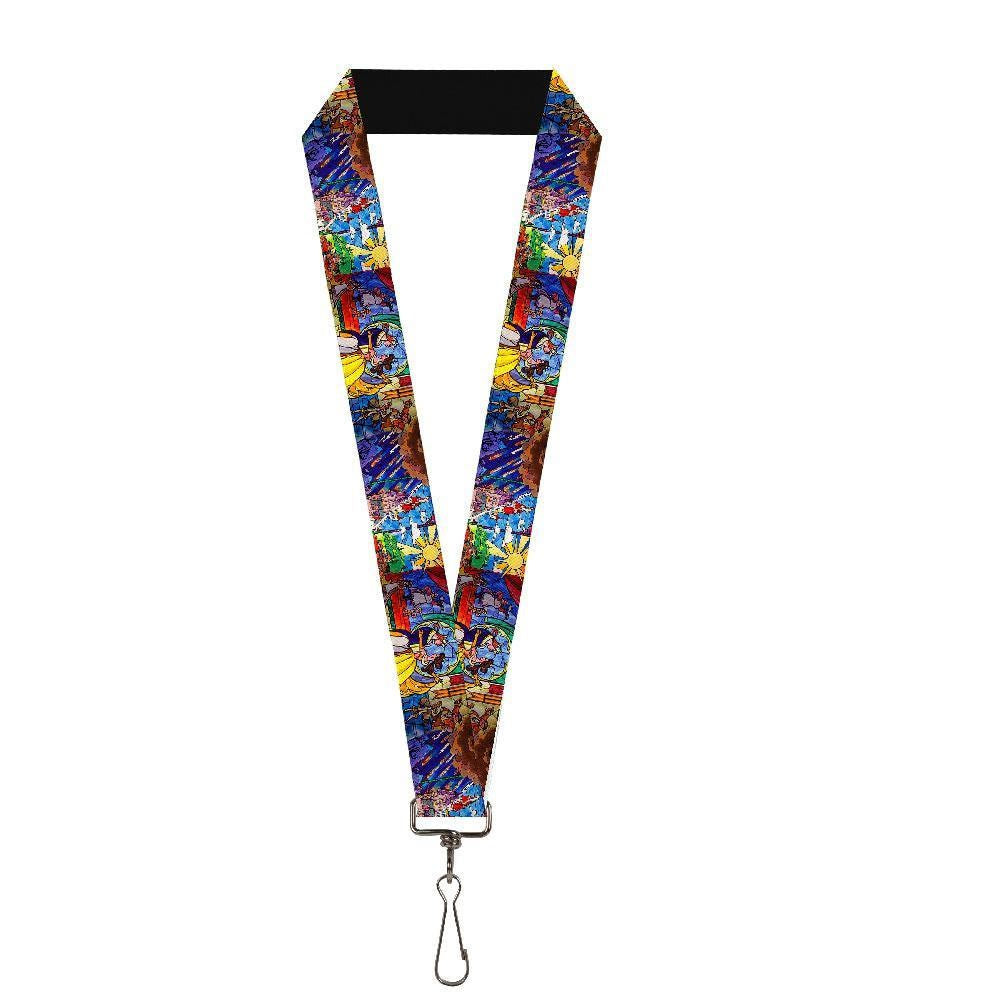 title:Beauty And The Beast Stained Glass Lanyard;color:Blue