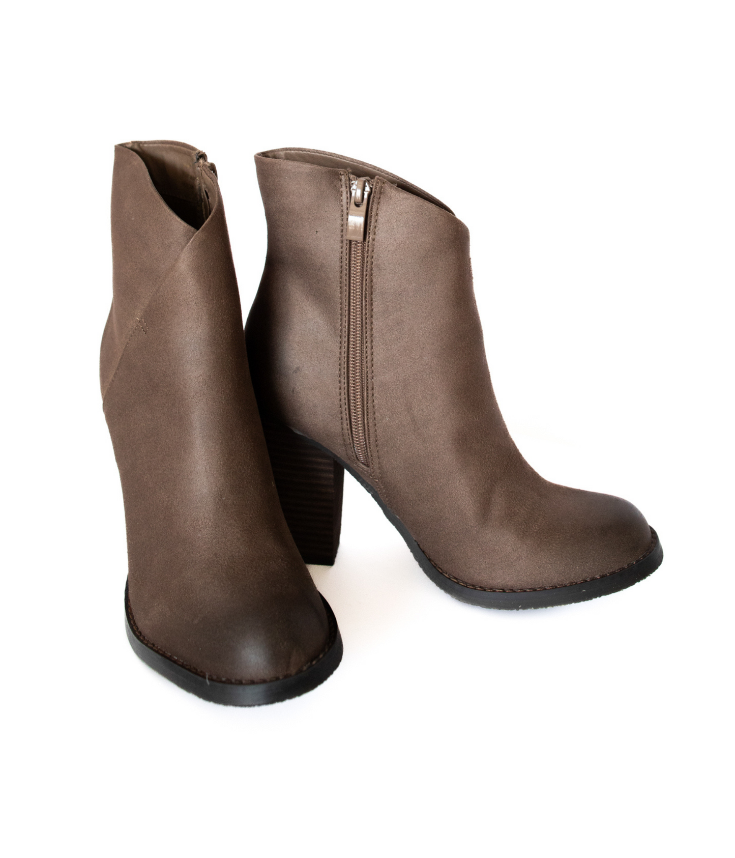 Bennington Asymmetrical Fold Over Ankle Boot in Taupe