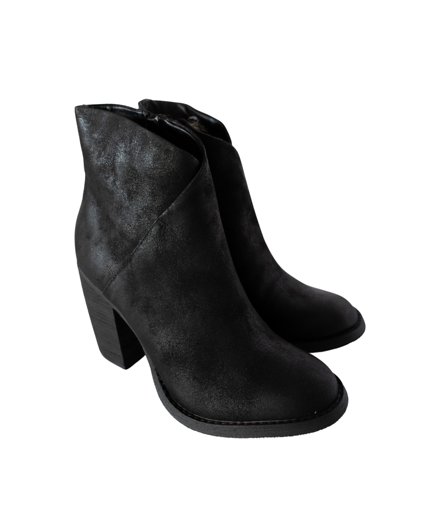 Bennington Asymmetrical Fold Over Ankle Boot in Black