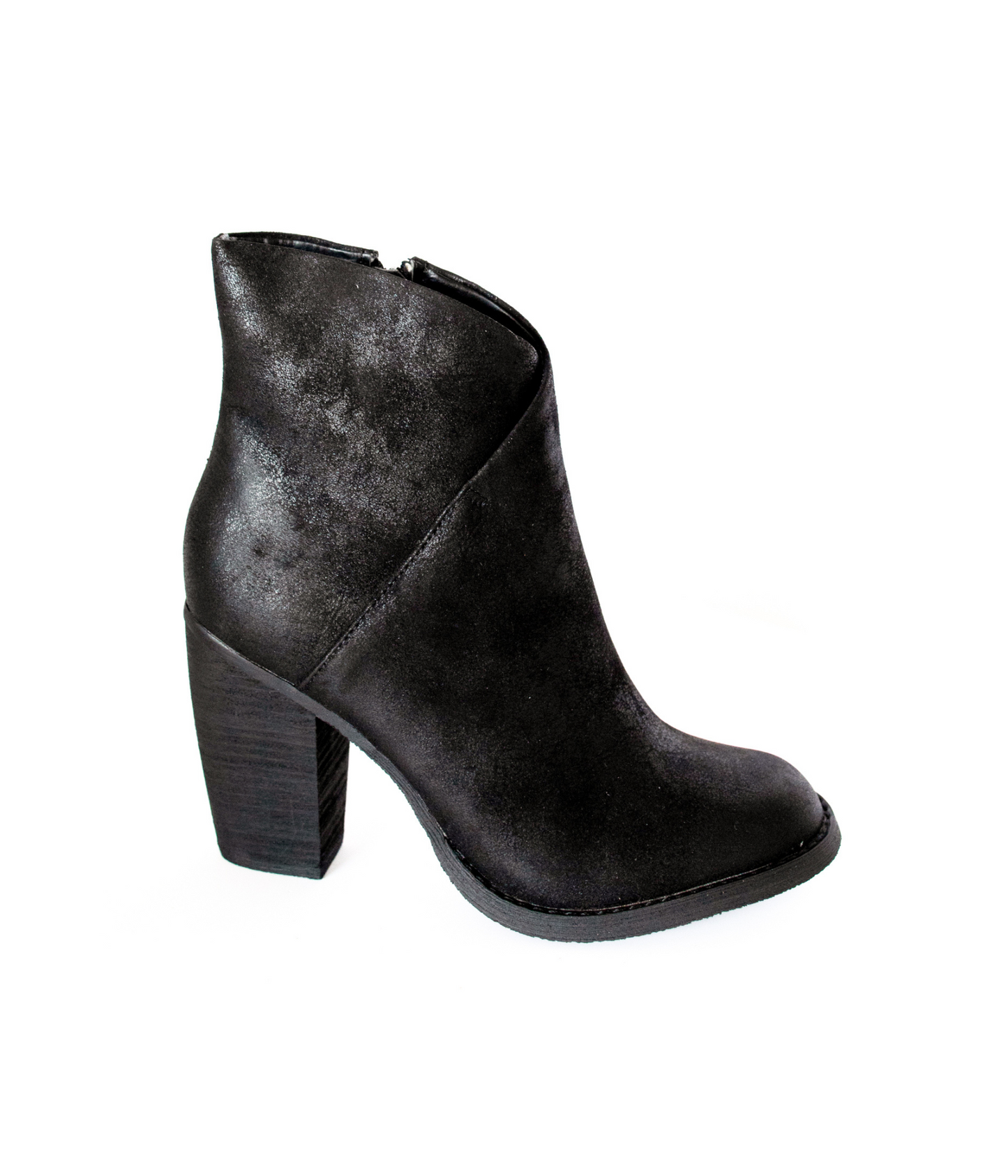 Bennington Asymmetrical Fold Over Ankle Boot in Black