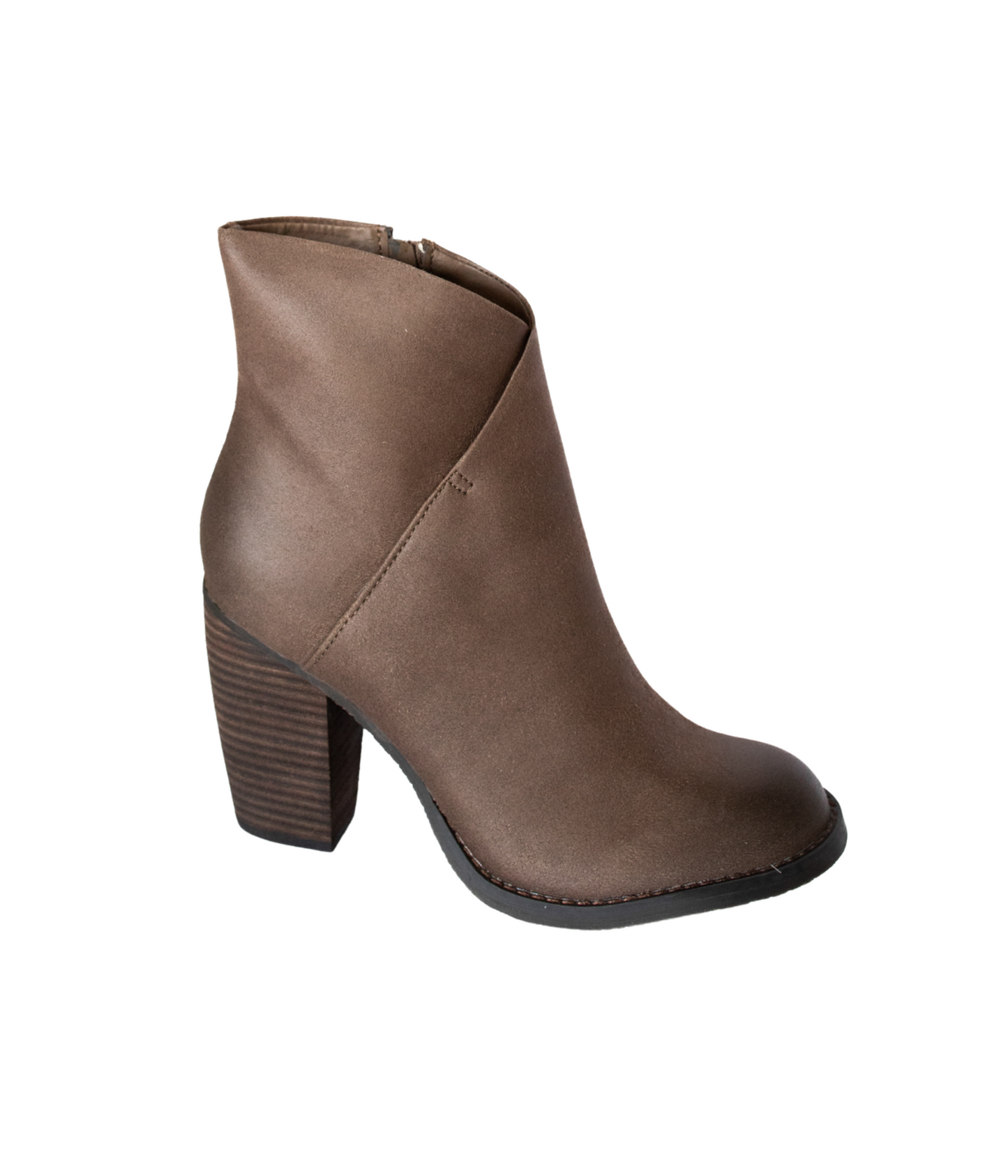 Bennington Asymmetrical Fold Over Ankle Boot in Taupe