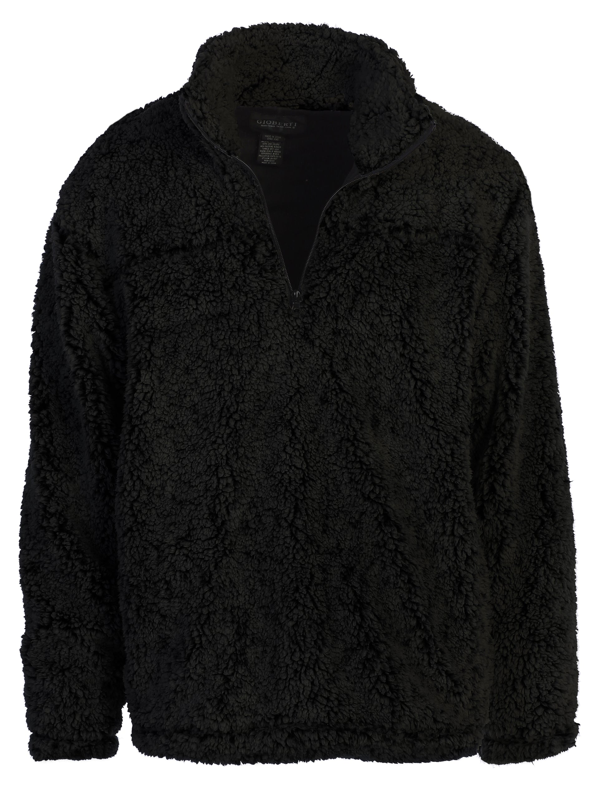 title:Gioberti Men's and Women's Black Super Soft Sherpa 1/4 Zip Pullover Sweater;color:Black