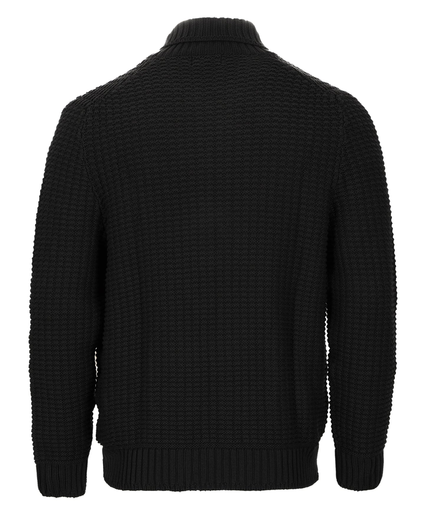 title:Gioberti Men's Black 100% Cotton Milano Knit Full-Zip Sweater;color:Black