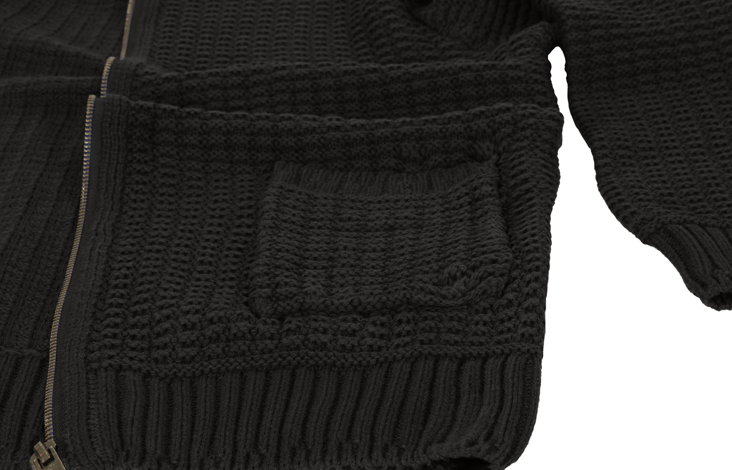 title:Gioberti Men's Black 100% Cotton Milano Knit Full-Zip Sweater;color:Black