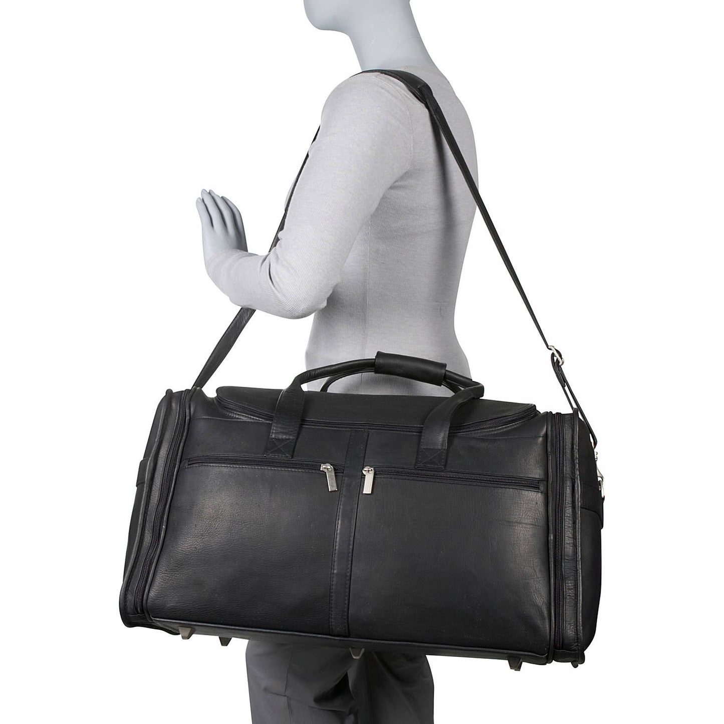 title:Le Donne Leather Classic Cabin Duffel Bag;color:BLACK