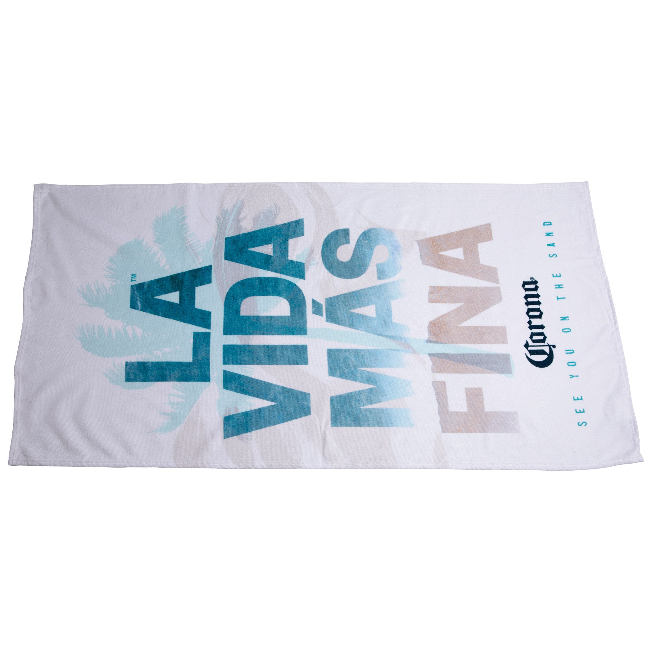 title:Corona Extra Vida Palm 30"x60" Beach Towel;color:White