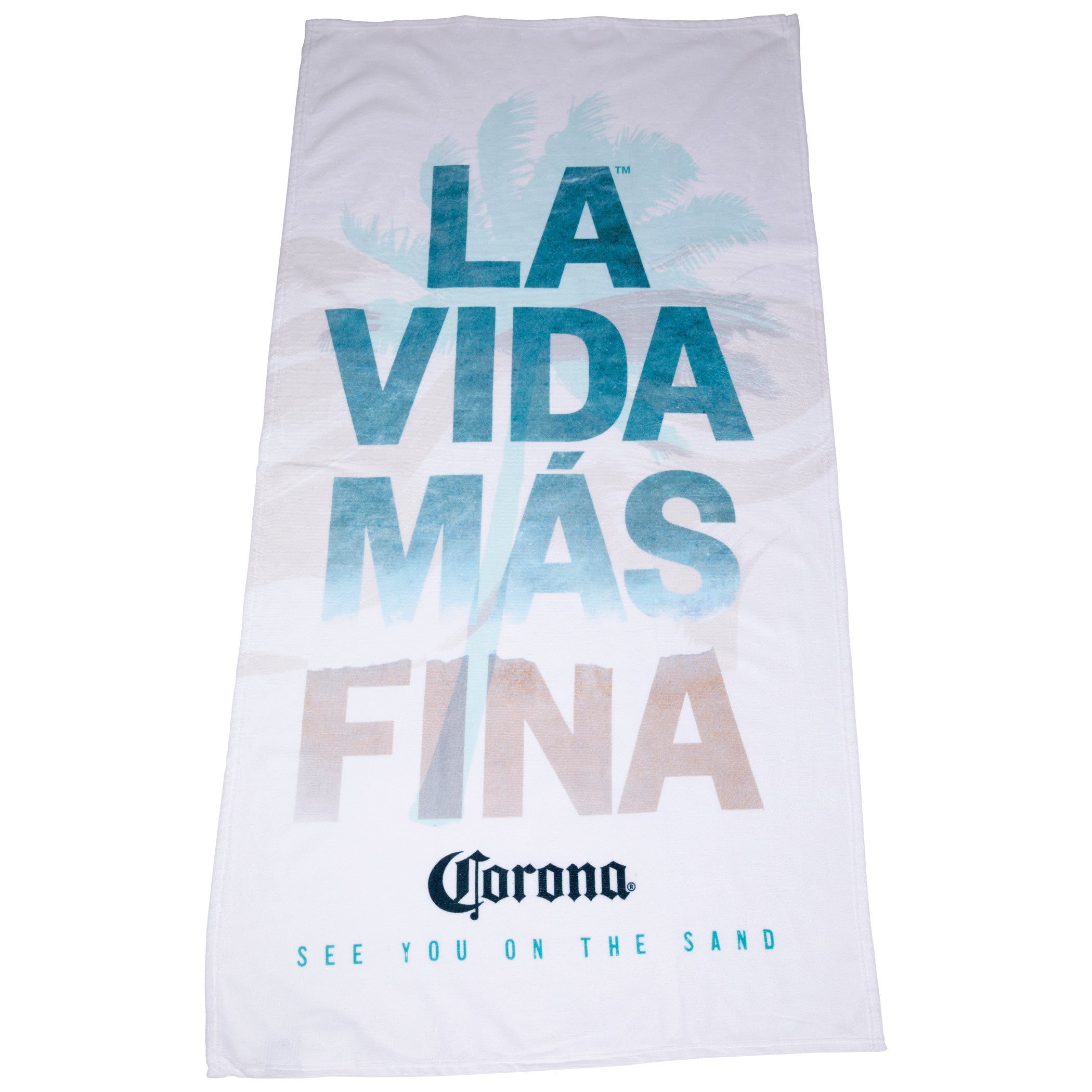 title:Corona Extra Vida Palm 30"x60" Beach Towel;color:White