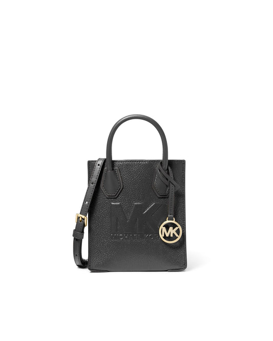 title:Michael Kors Women's Mercer Extra-Small Pebbled Leather Crossbody Bag;color:Black