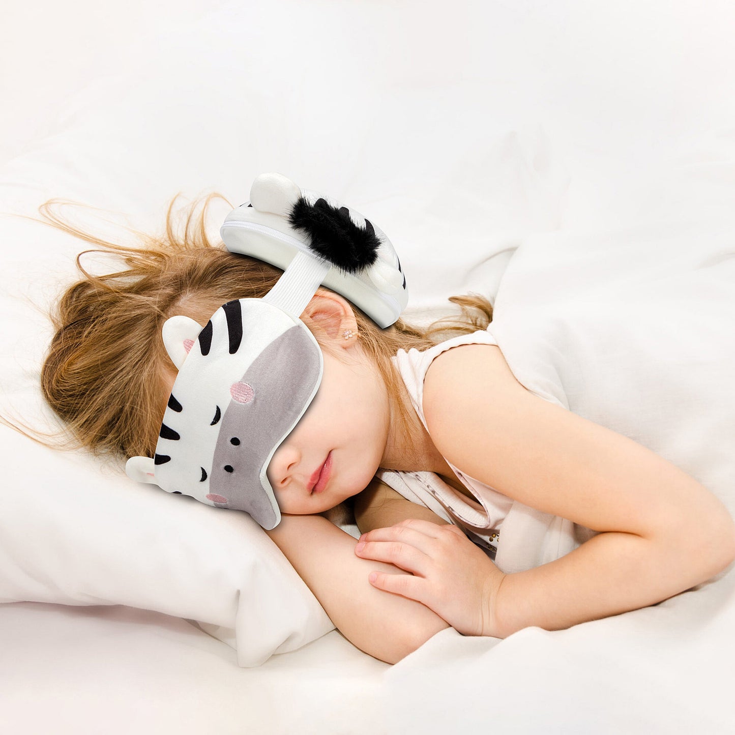 Kids 2-in-1 Travel Pillow and Eye Mask Animal Plush Soft Eye Mask Blindfold for Sleeping, Nights and Travel