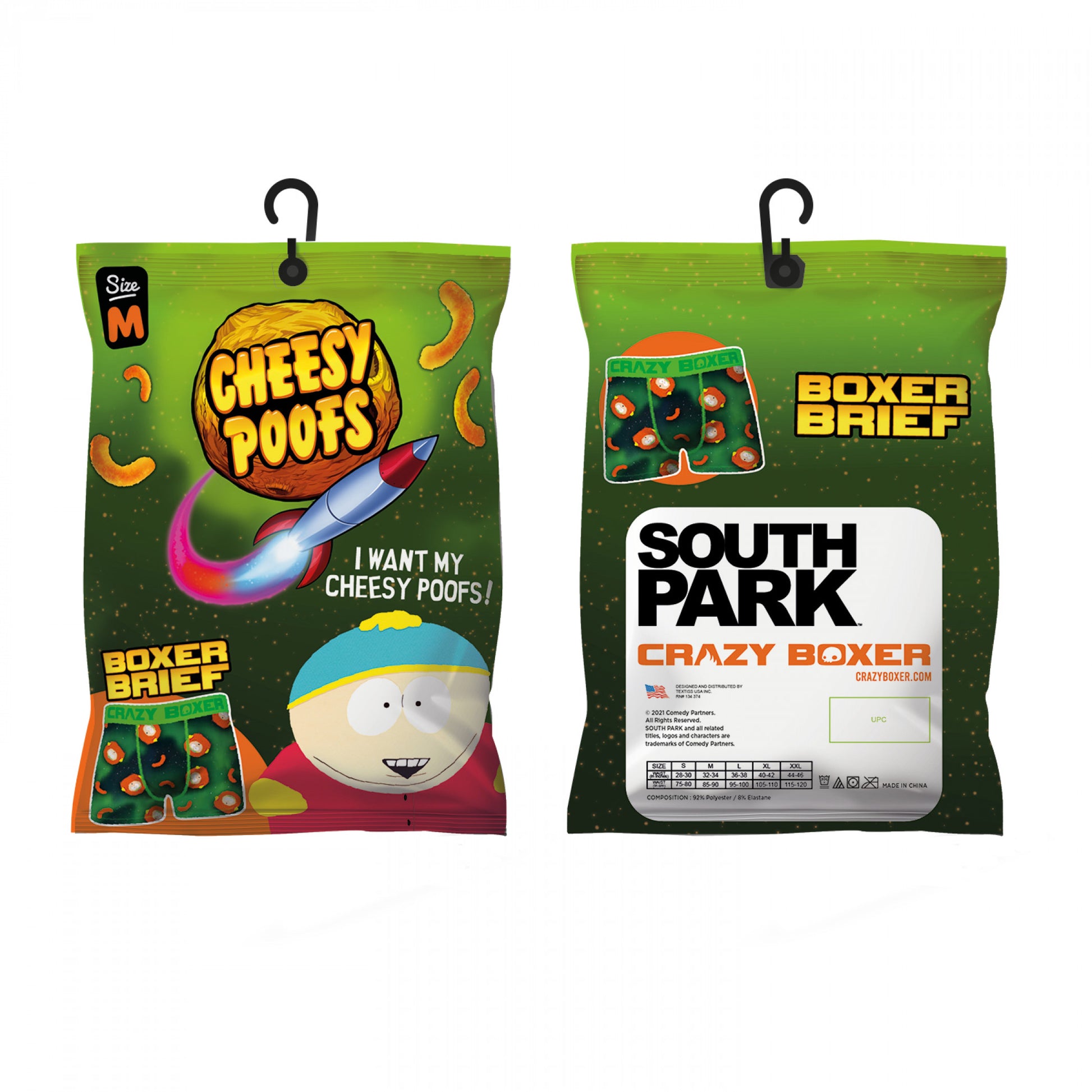 title:Crazy Boxers South Park Cheesy Poofs Boxer Briefs in Chips Bag;color:Multi-Color