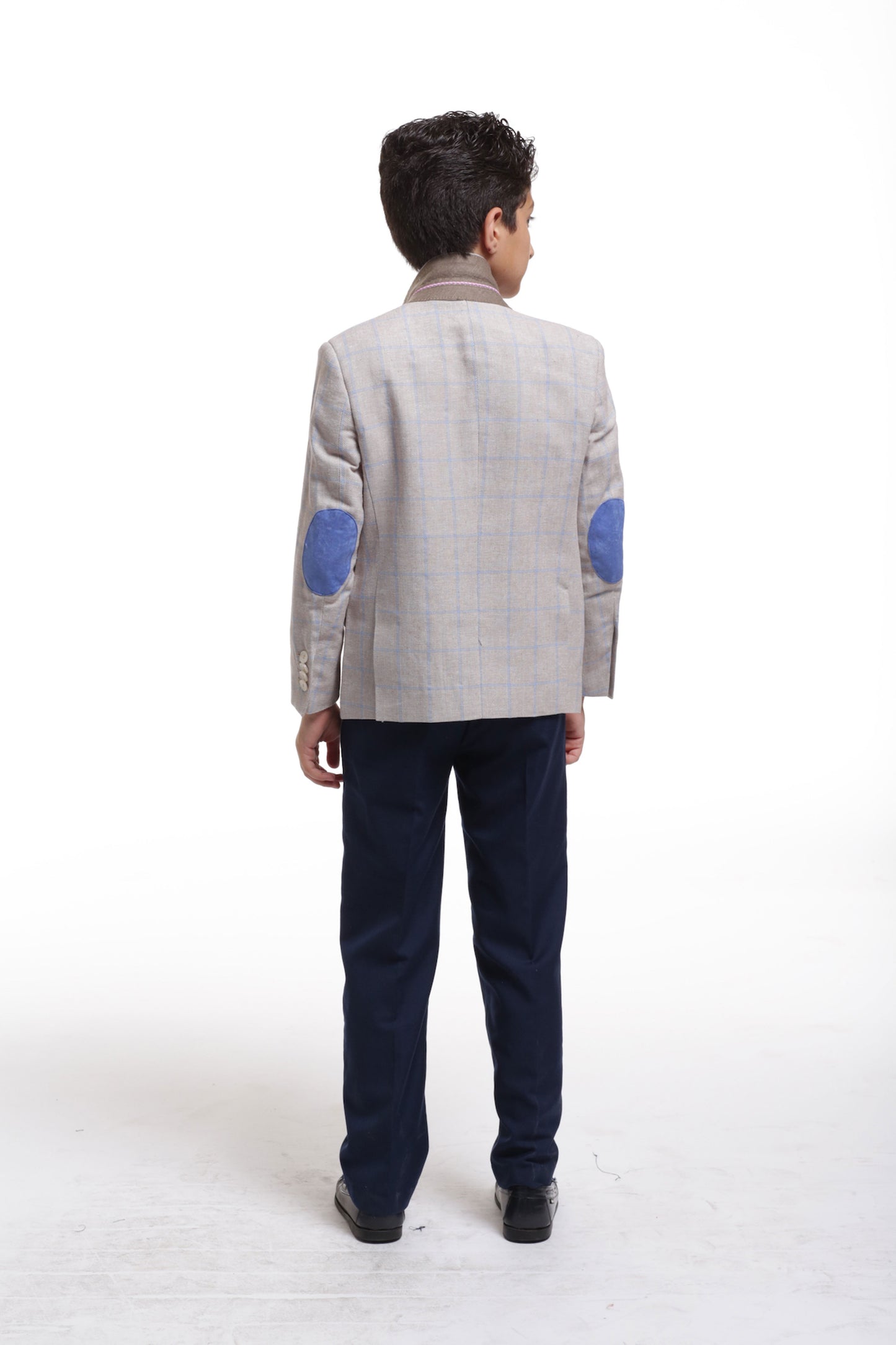 title:ELIE BALLEH Boys Tan Plaid Blazer JACKET;color:BEIGE