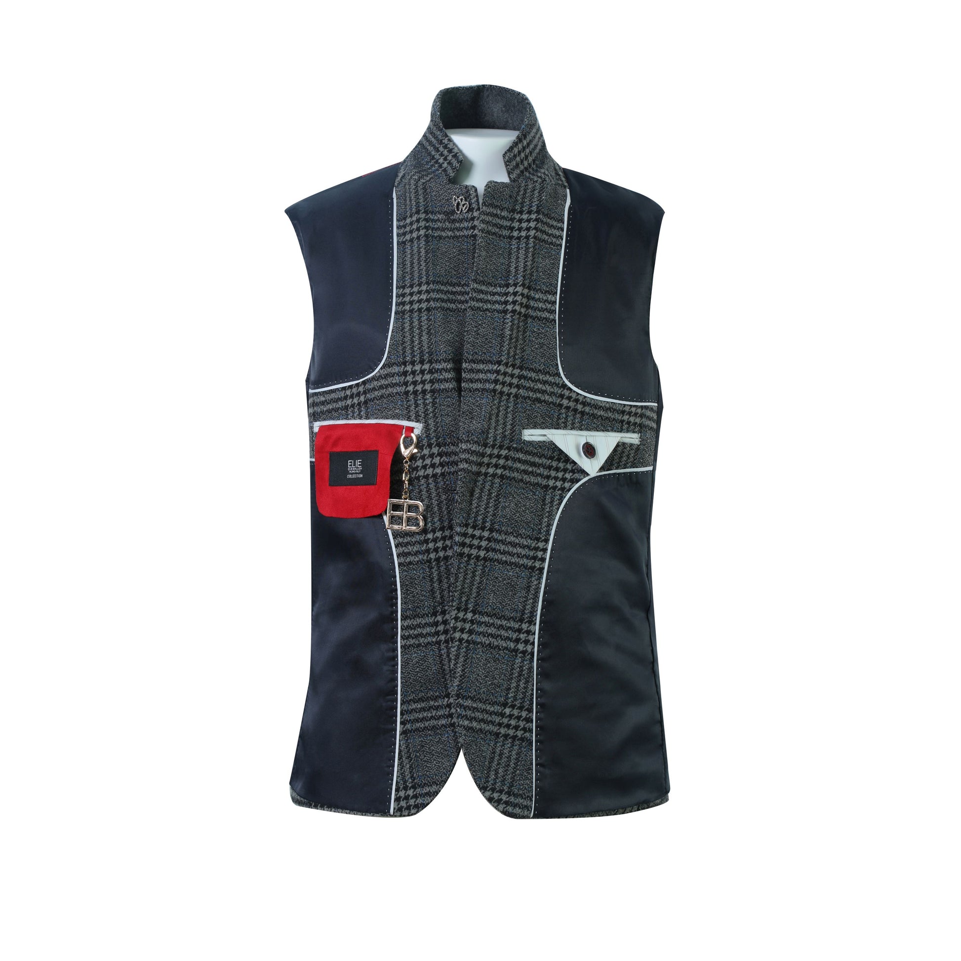 title:ELIE BALLEH Grey Boy's Slim Fit Windowpane Blazers Sports Coat Jacket;color:GREY