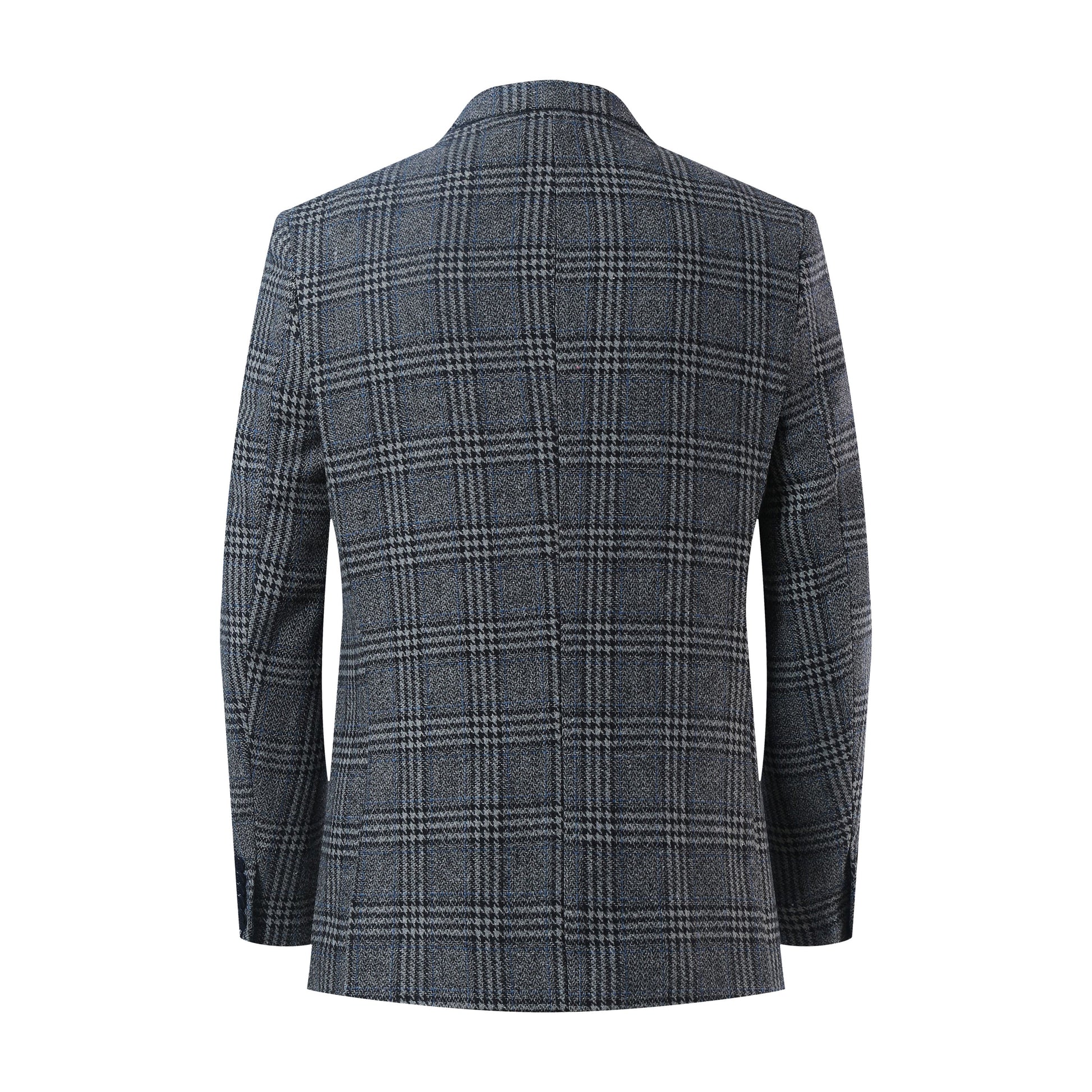 title:ELIE BALLEH Men's Grey Slim Fit Glen Plaid Wool Blazer;color:GREY