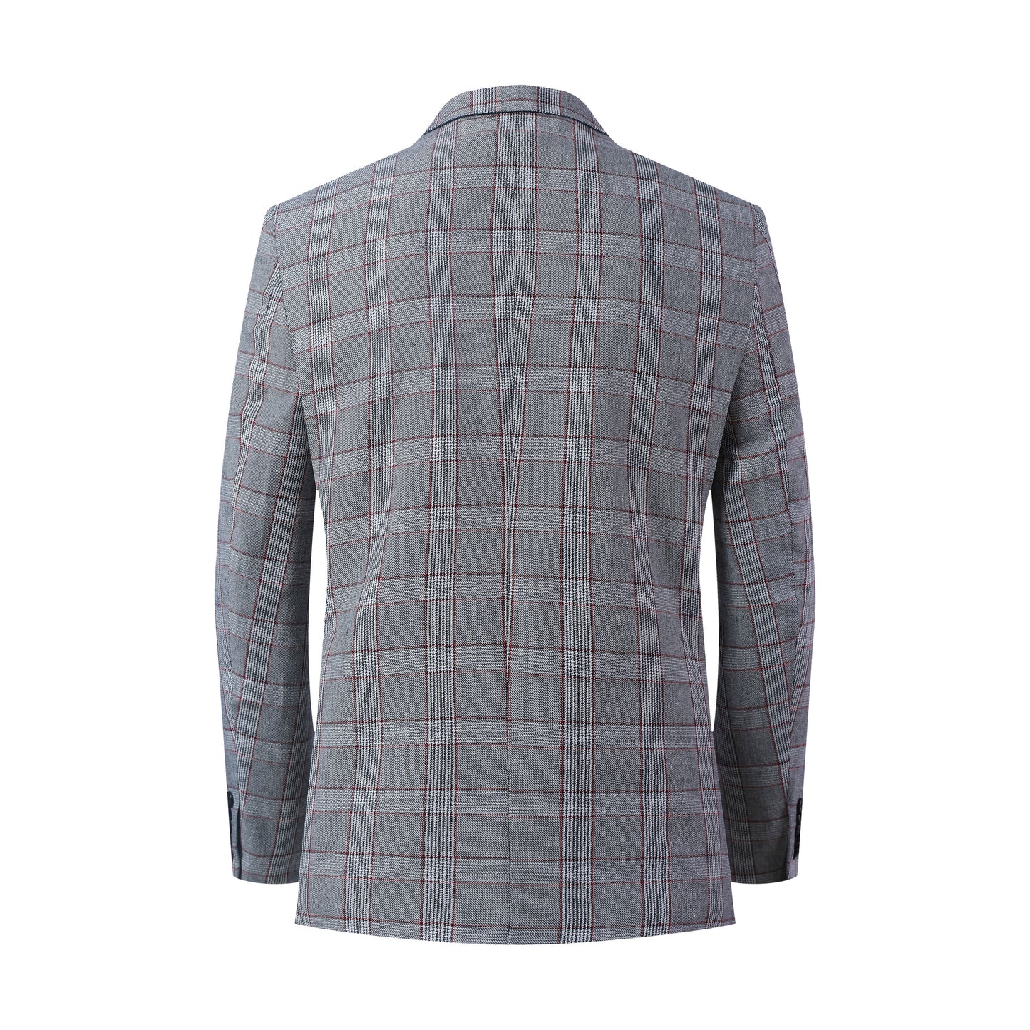 title:ELIE BALLEH Men's Grey Slim Modern Fit Checked Blazer;color:GREY